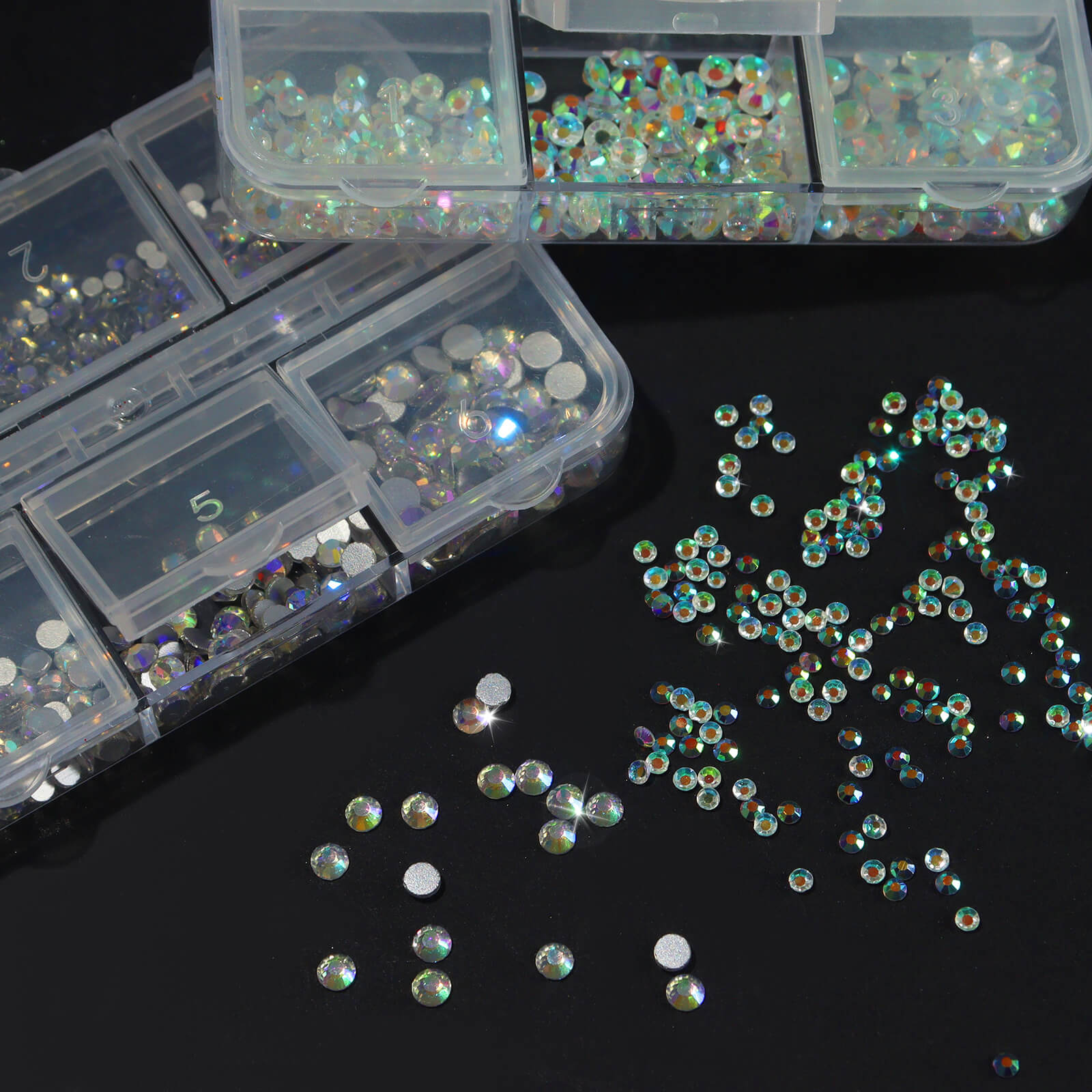 Aurora-Flat-back-round-transparent-crystal-rhinestones-display