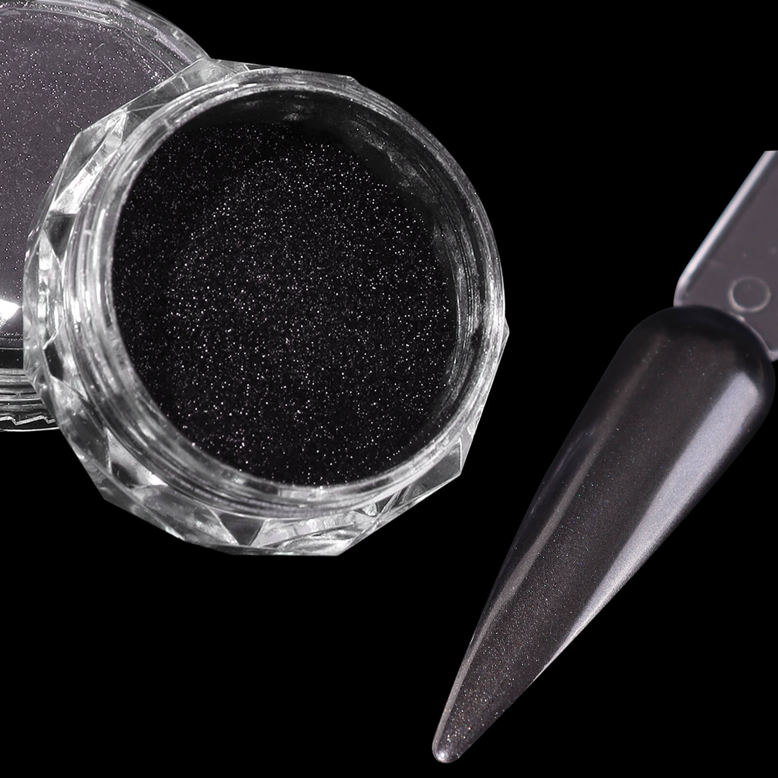 Fall-metal-nail-art-chrome-powder-black-Graphite