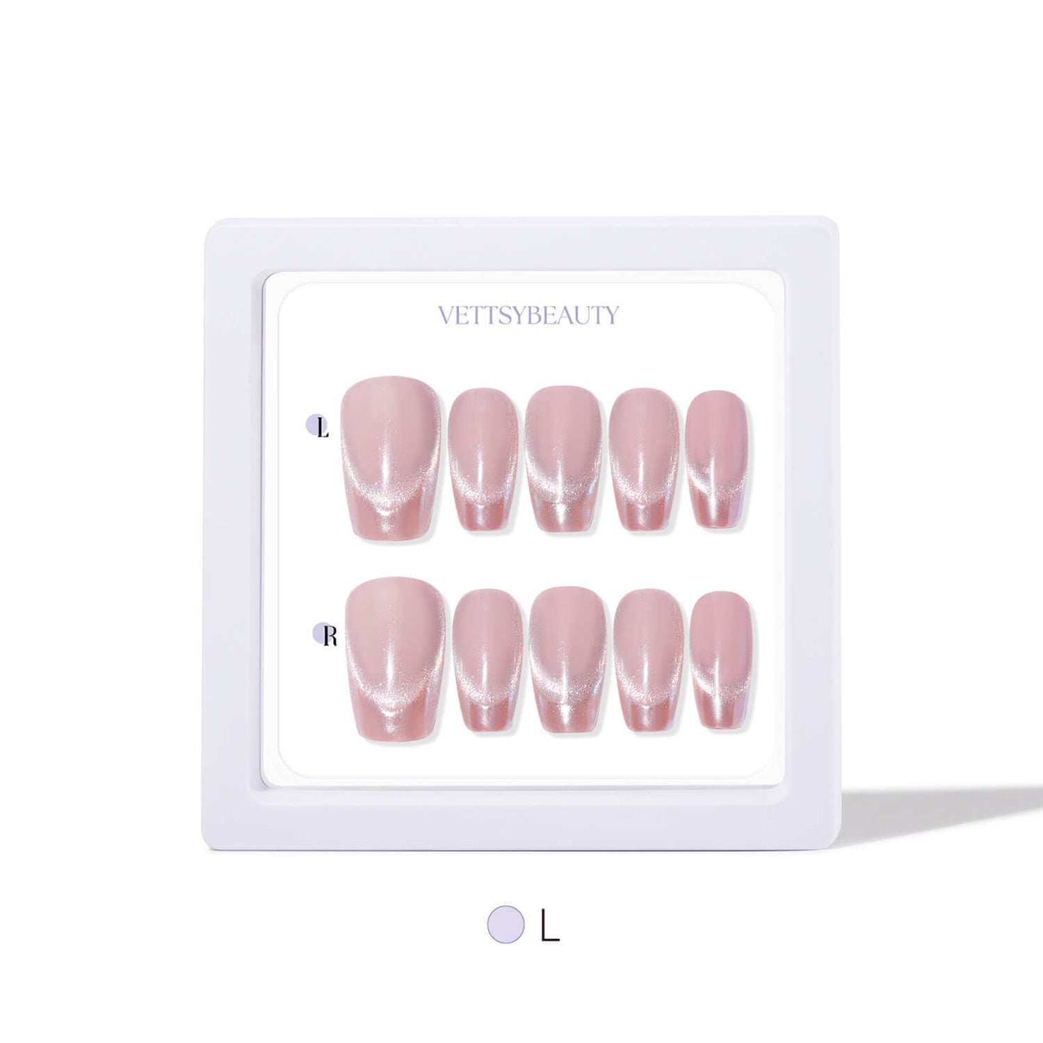 Glazed-French-chrome-cat-eye-press-on-nails-L