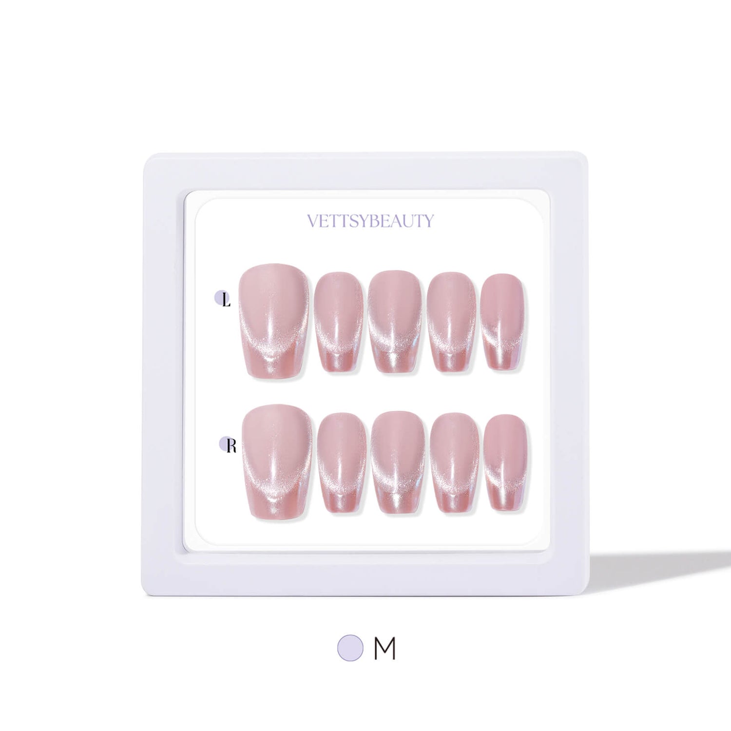 Glazed-French-chrome-cat-eye-press-on-nails-M