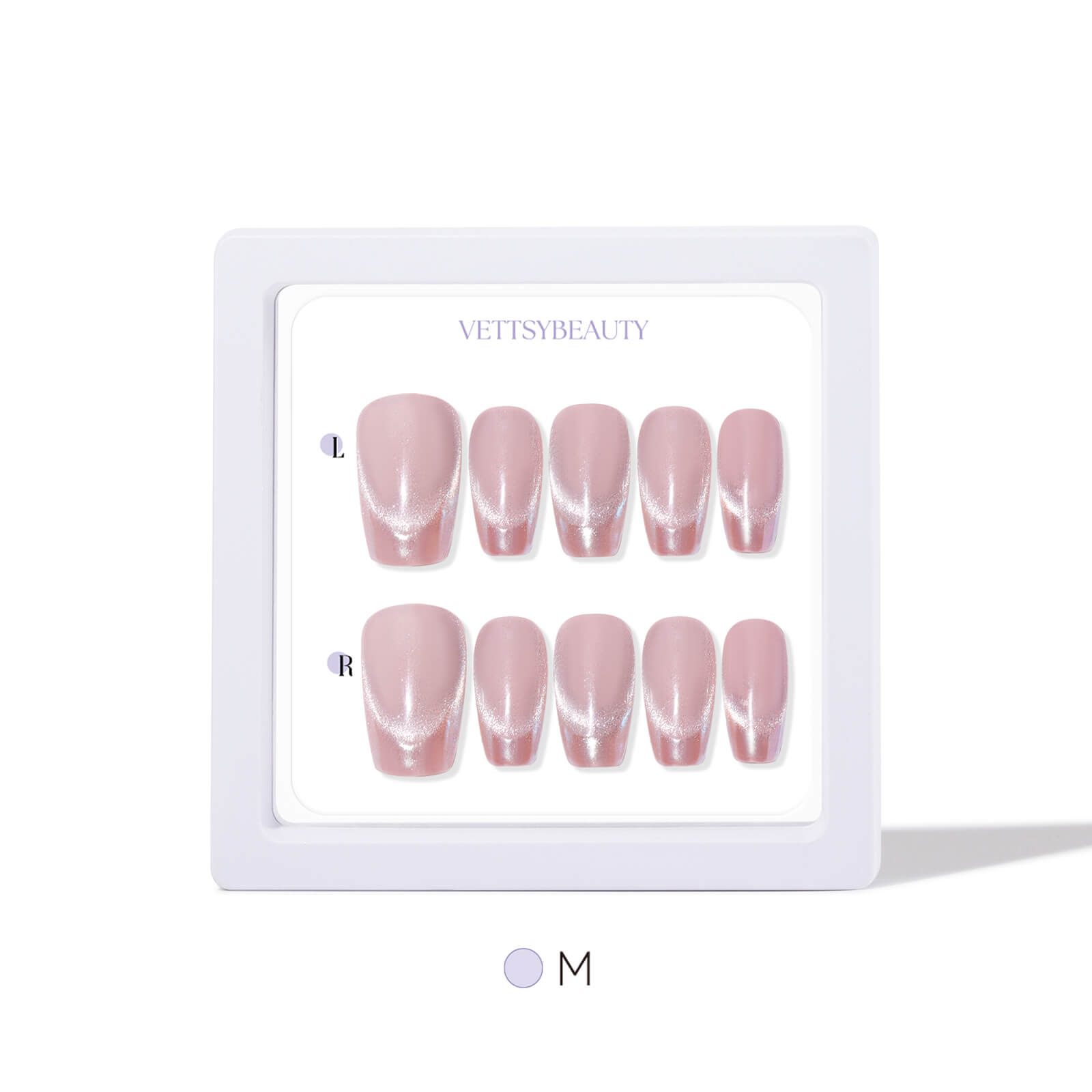 Glazed-French-chrome-cat-eye-press-on-nails-M