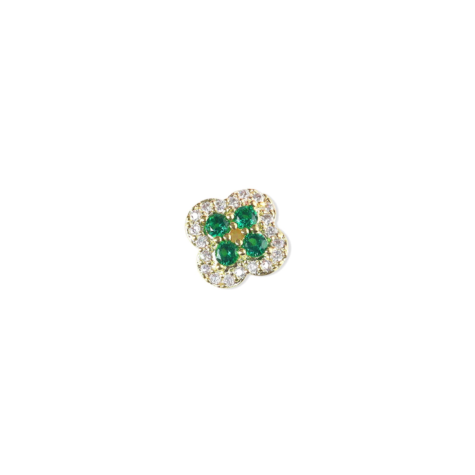 Green-four-leaf-clover-metal-nail-art-rhinestone-charm