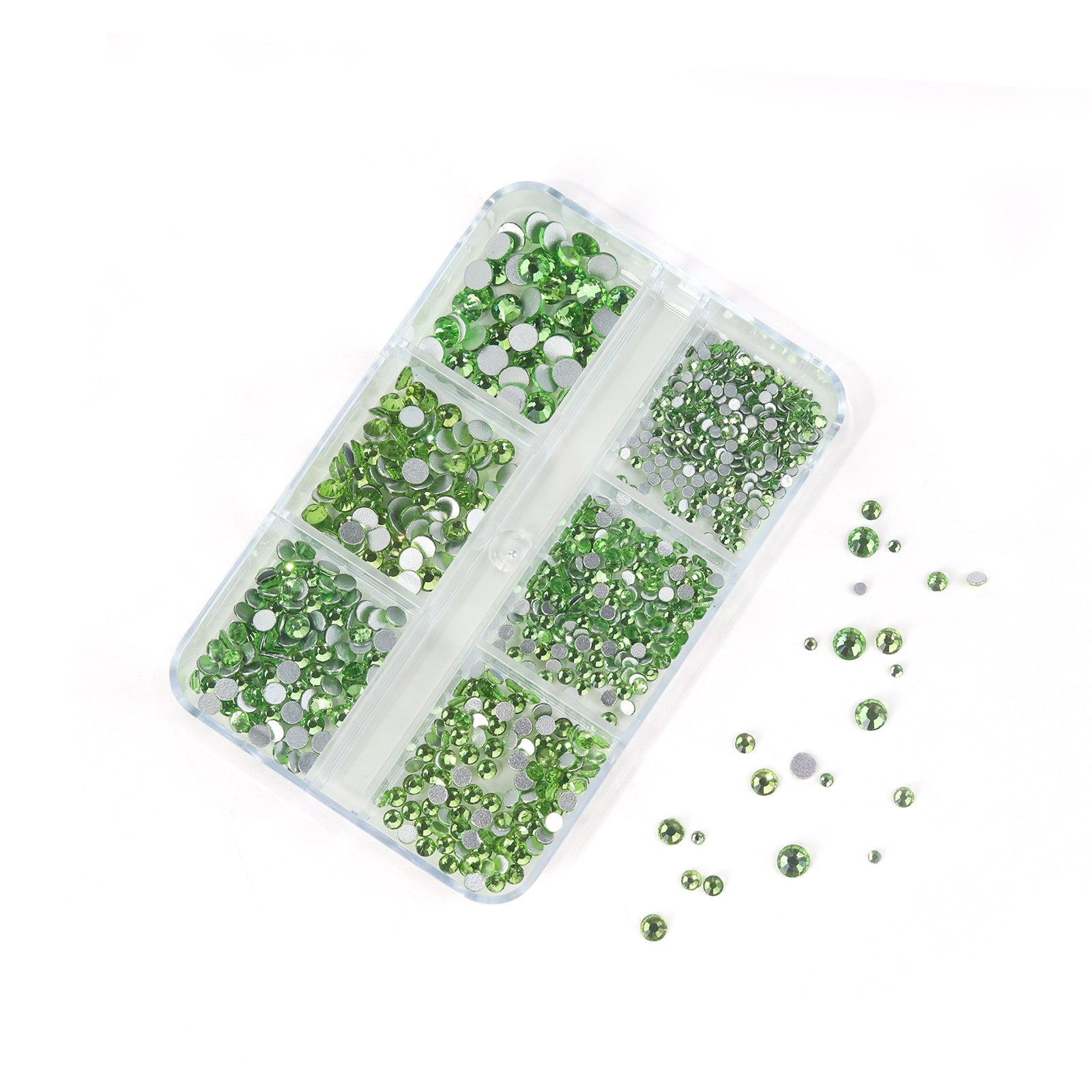 Round-rhinestone-6-grid-set-green