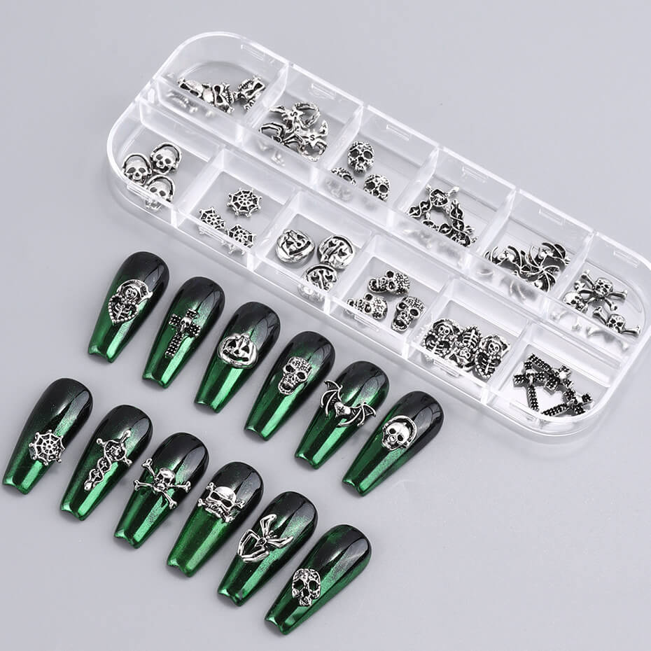 halloween-metal-nail-art-charms-scary-nail-designs