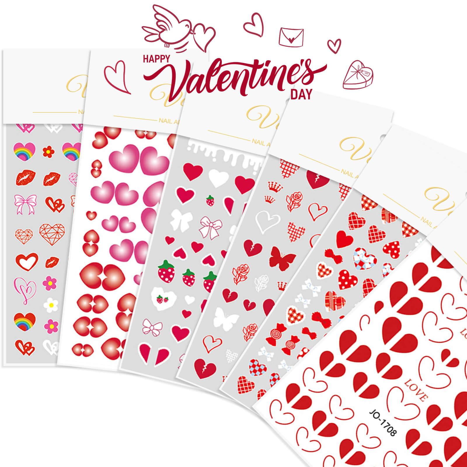 Pegatinas de uñas-Corazón y fresa