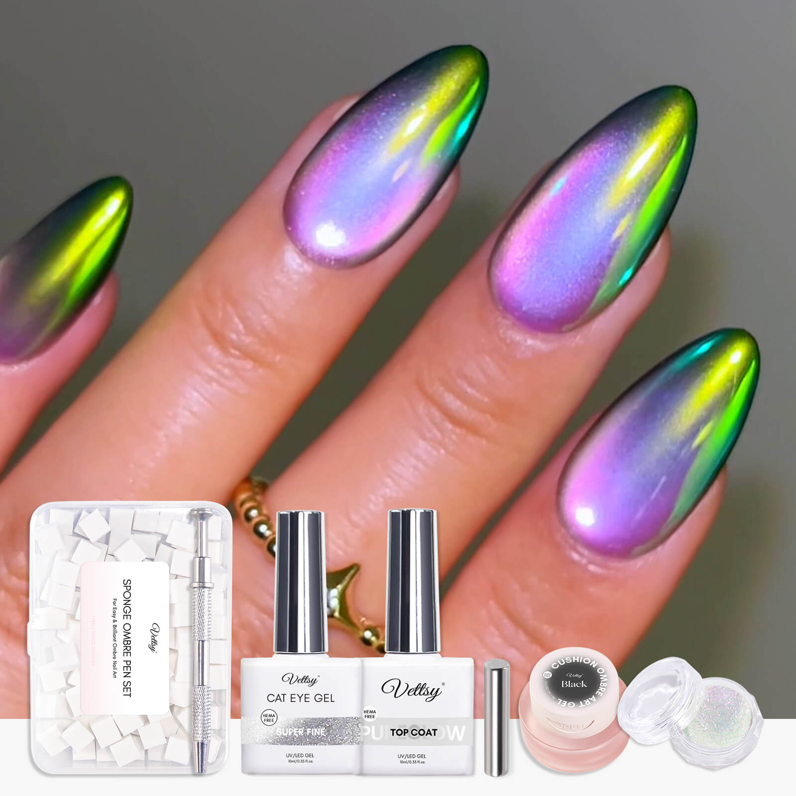 IG Top Mermaid Ombre Chrome Cat Eye Nail Art Kit-Aurora Ombre – Vettsy