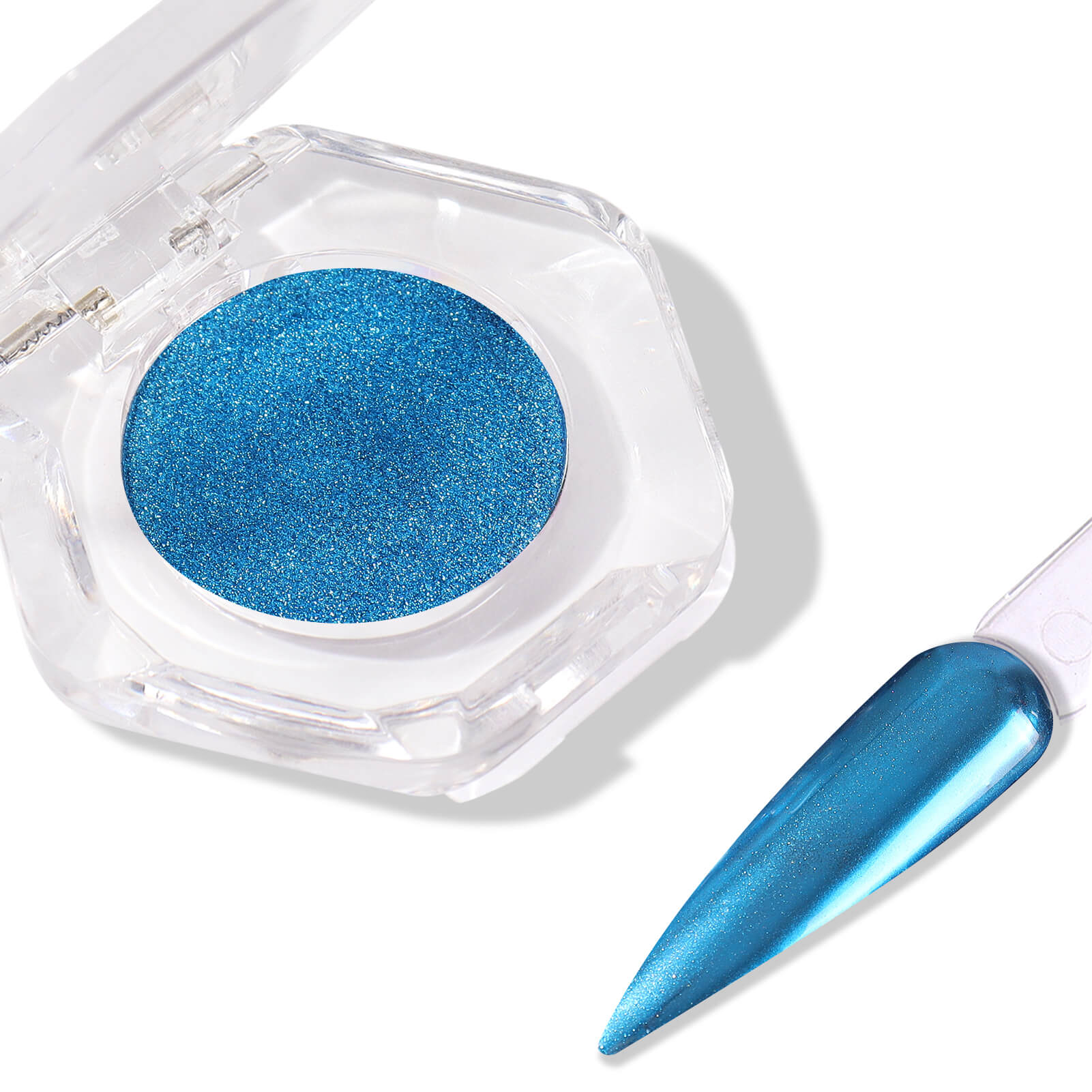 Vettsy Nail Art Chrome Powder-Blue Mirror Nails