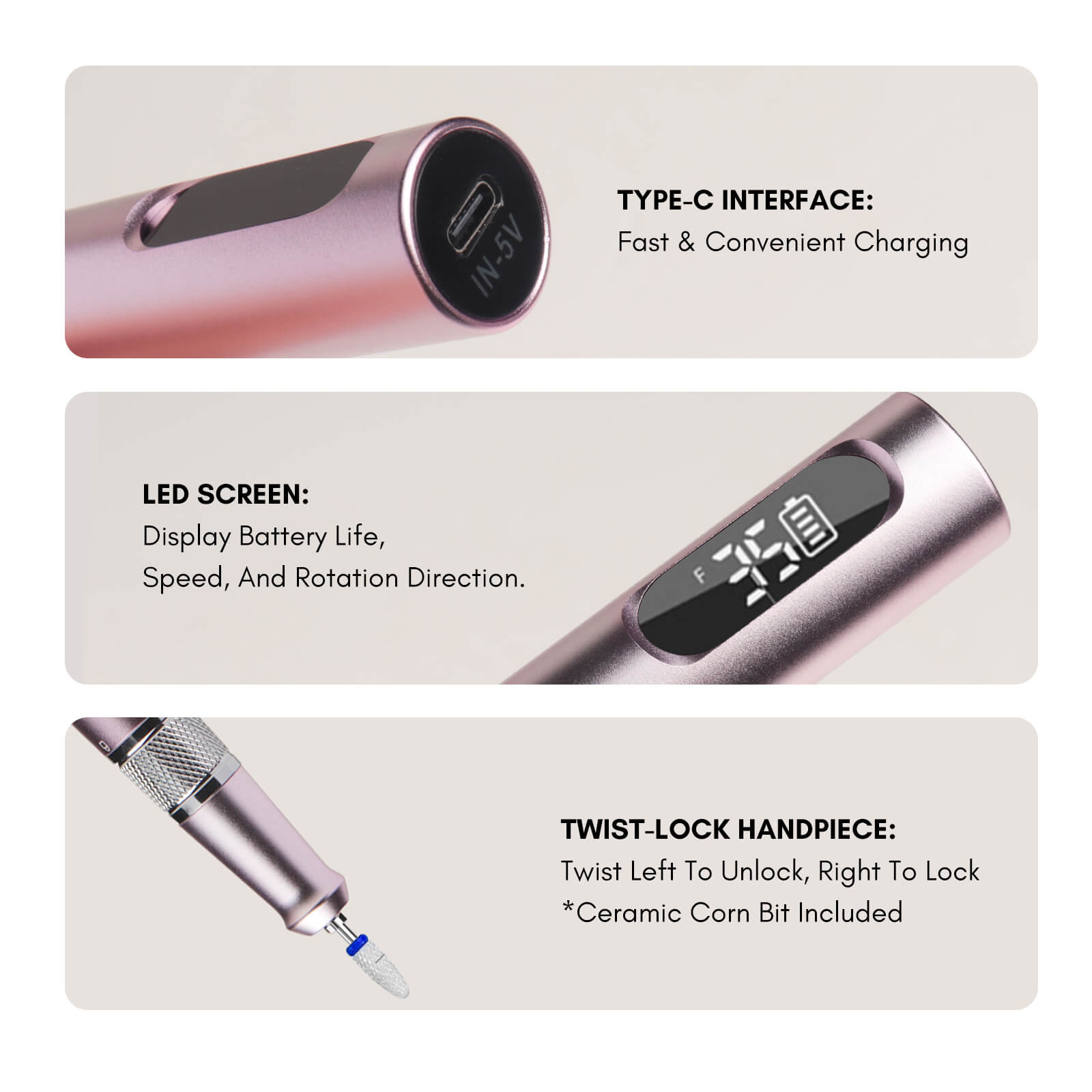 rosegold-cordless-nail-drill-pen-features