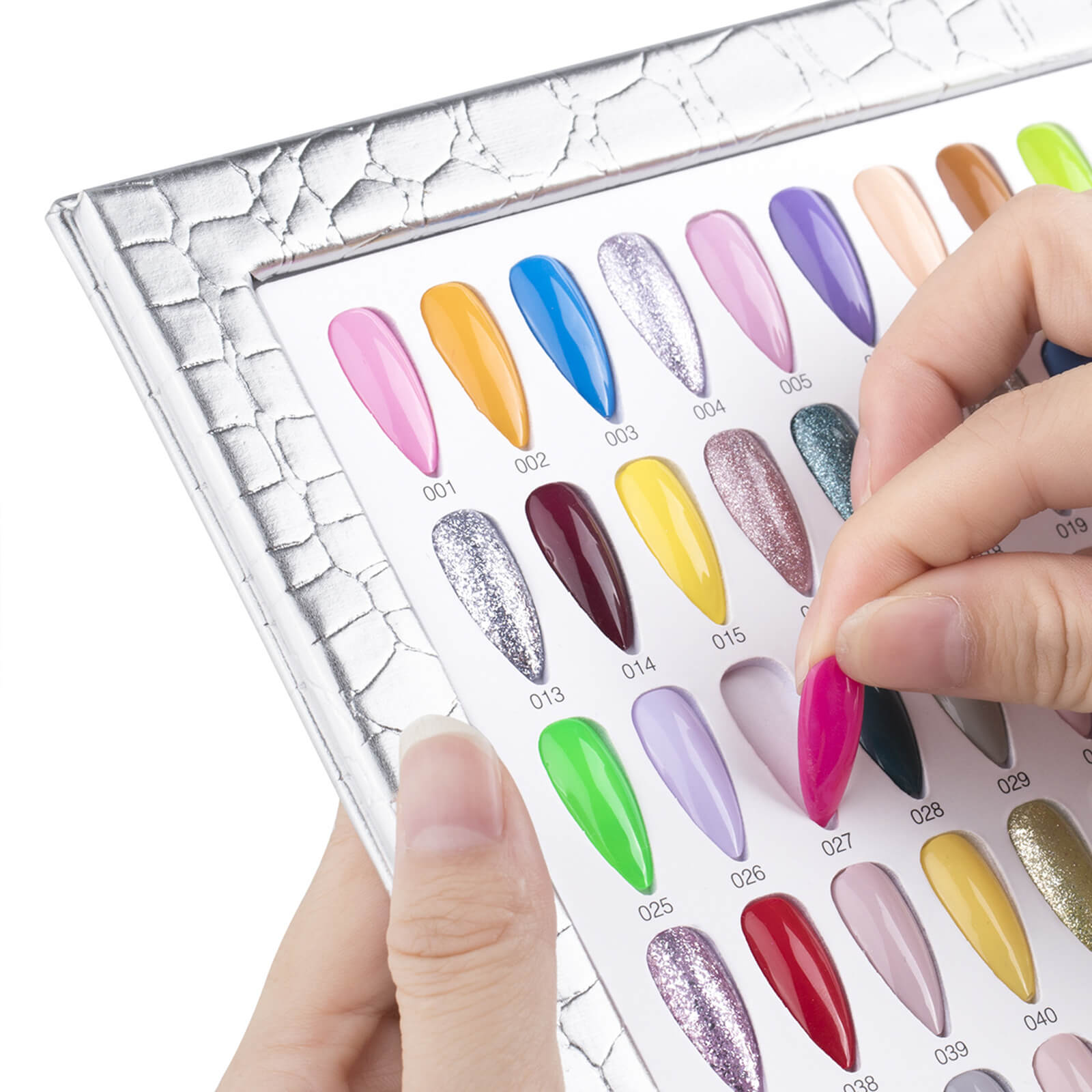silver-gel-nail-swatch-book-216-colors-show
