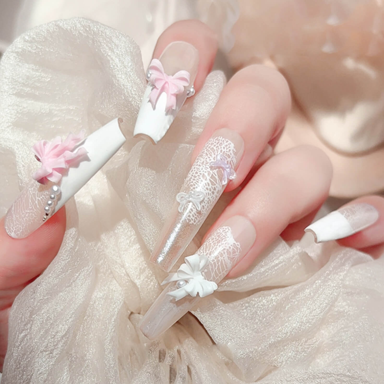 soft-3d-bow-nail-charms-cream-color-nail-design