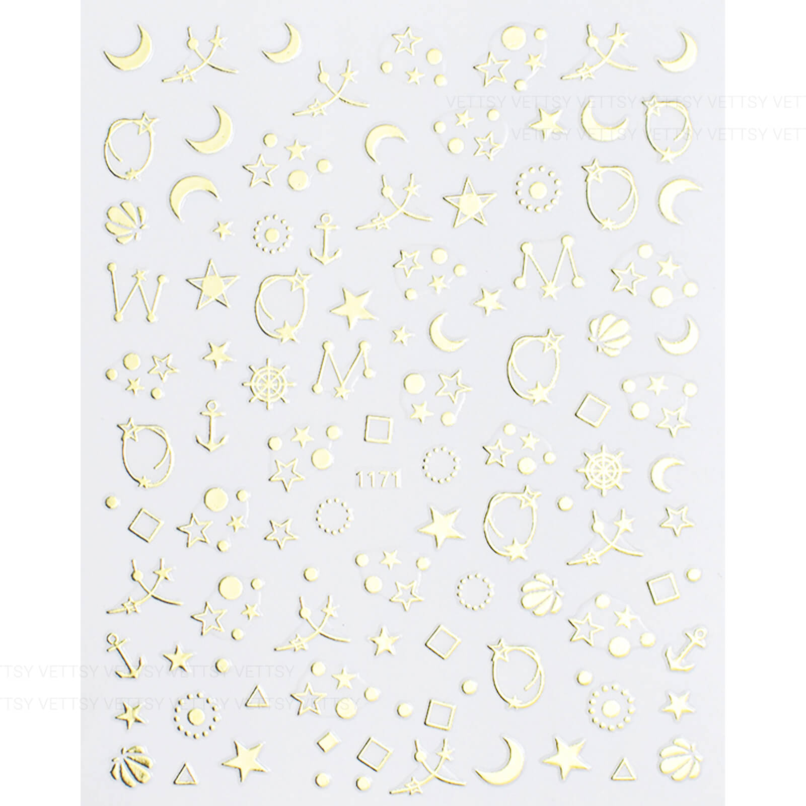 Nail Stickers-Star & Moon Gold - Vettsy