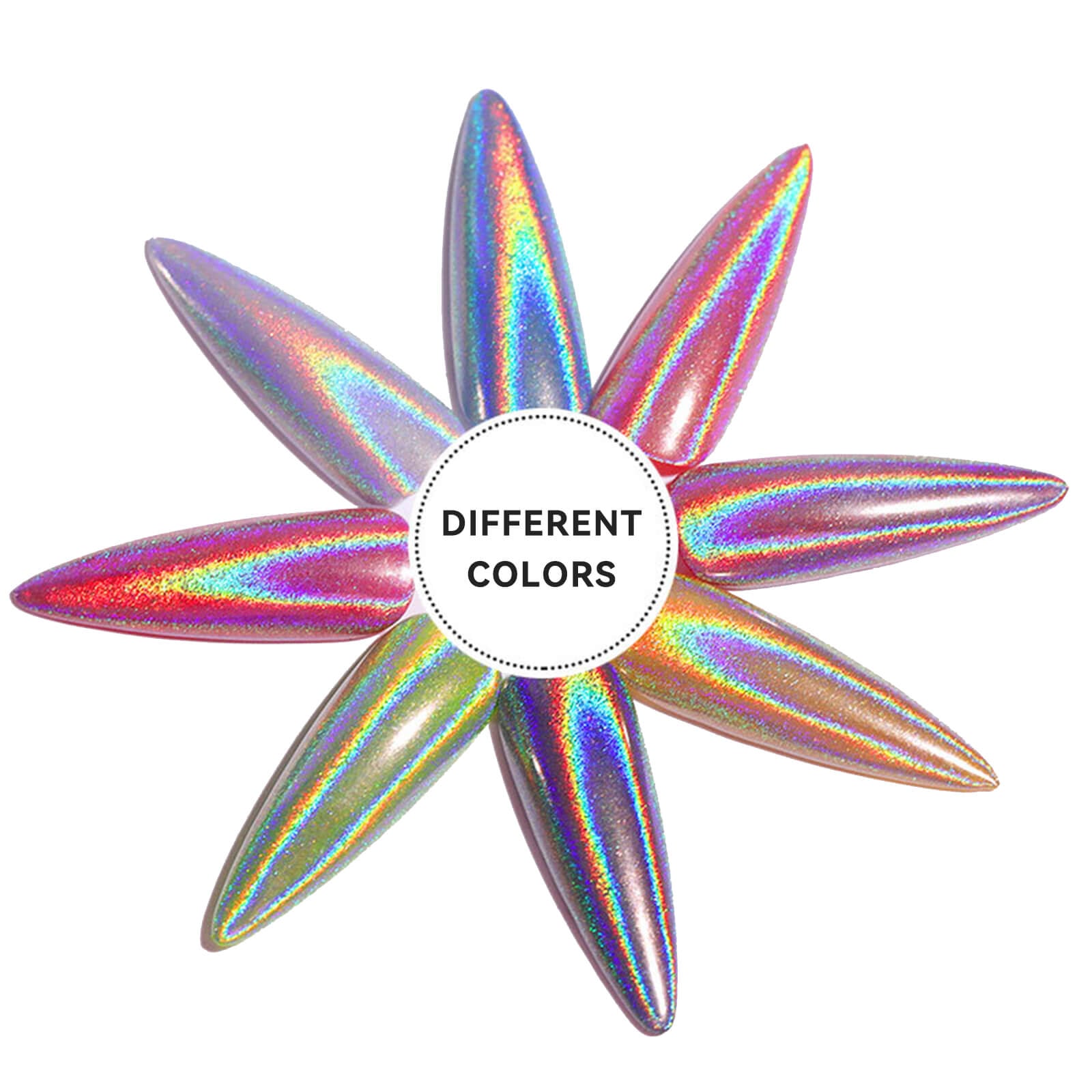 Holographic-Nail-rainbow-Chrome-powder-on-different-colors