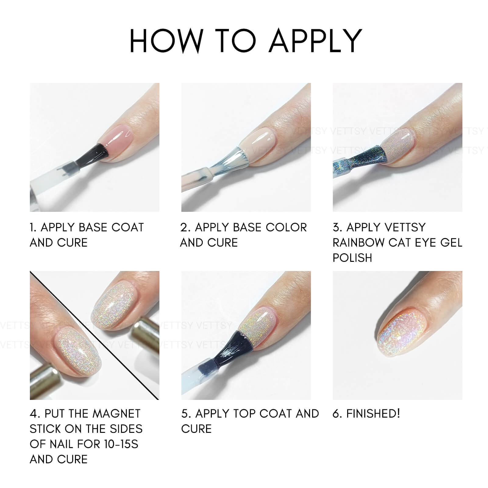 Rainbow Cat Eye Gel Polish VT202444 - Vettsy
