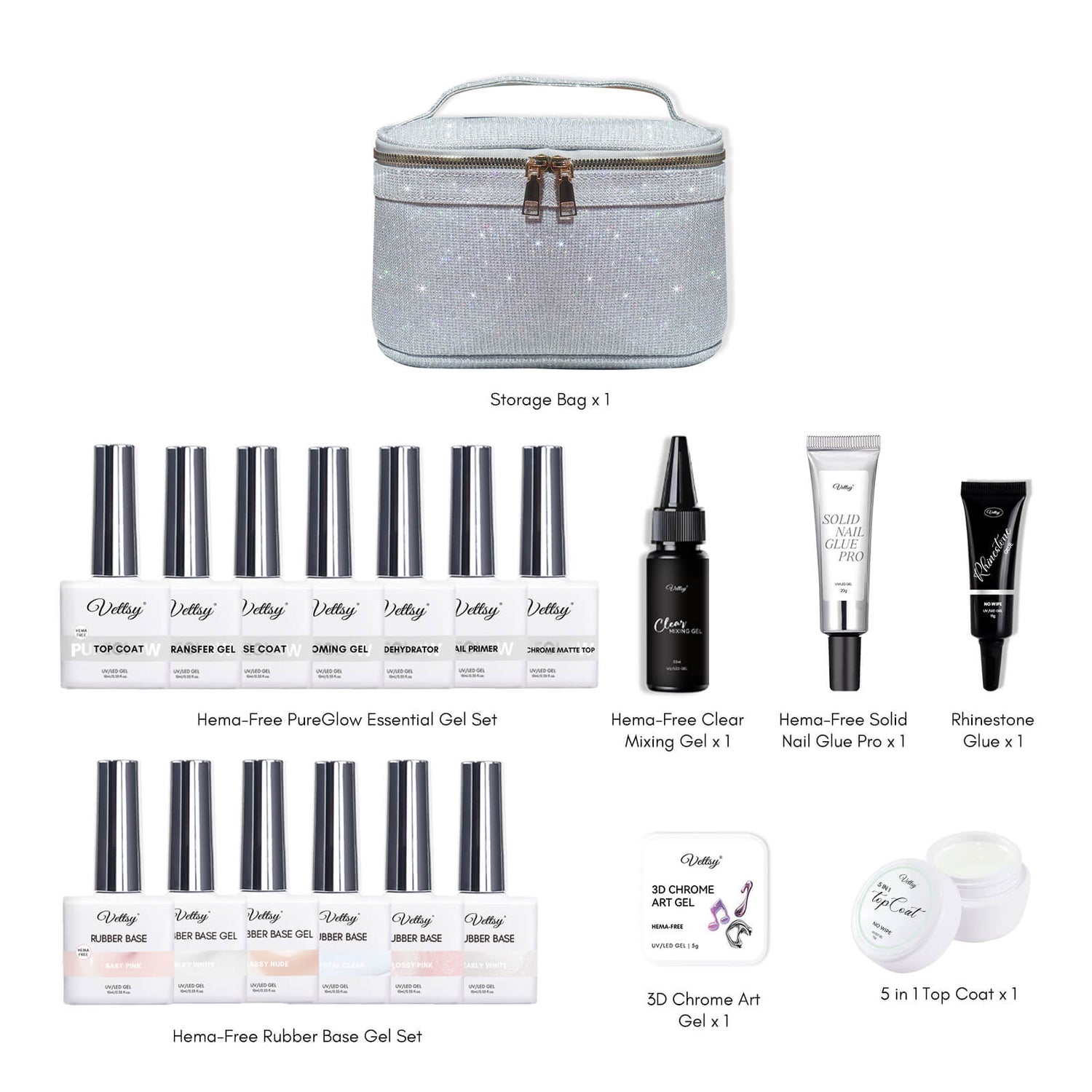 مجموعة طلاء أظافر جل أساسية من 10 قطع