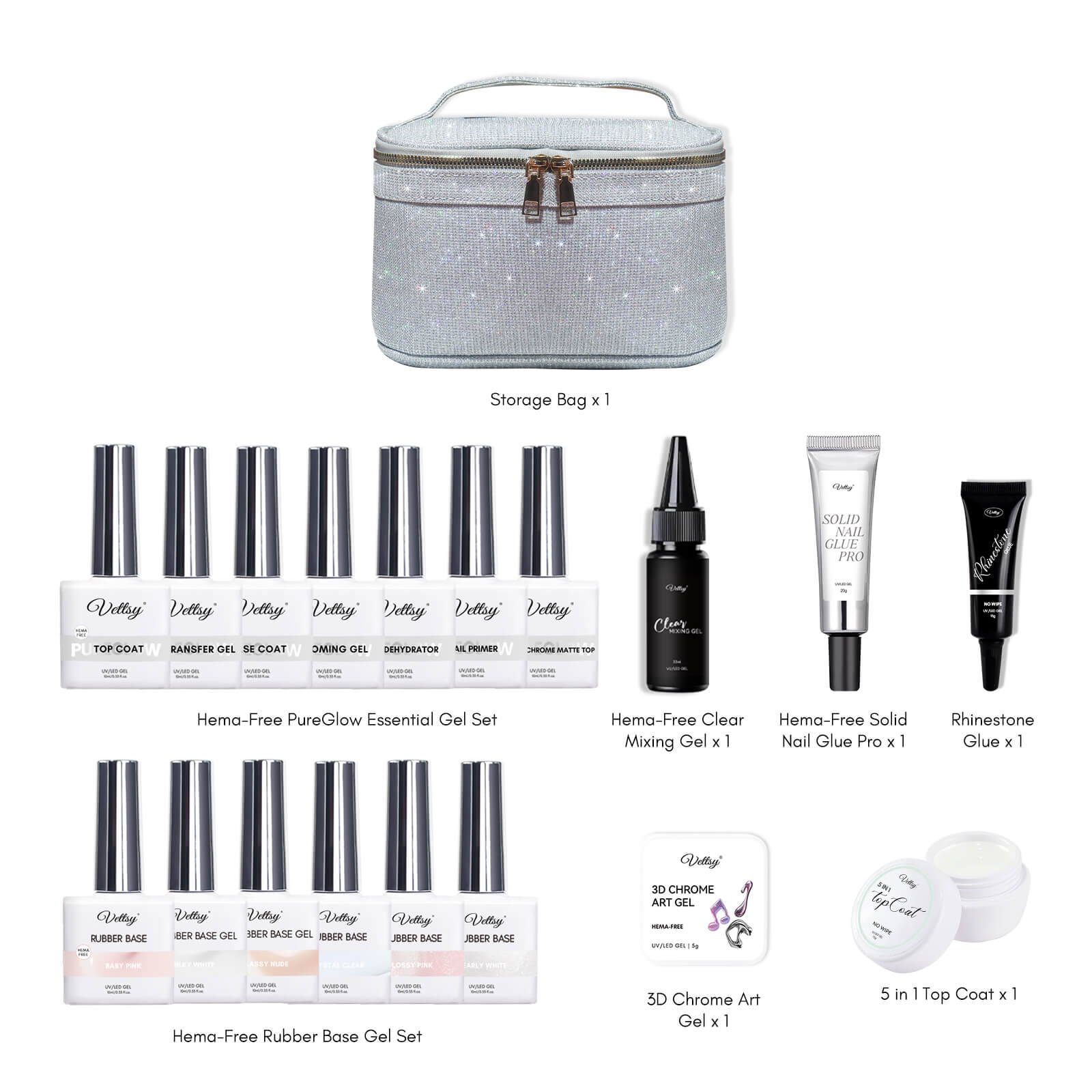 مجموعة طلاء أظافر جل أساسية من 10 قطع