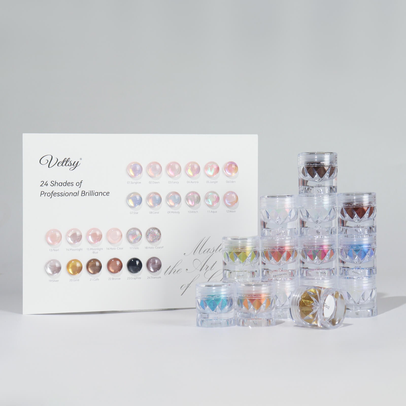Vettsy 24 Colors Nail Chrome Powder Pro Set