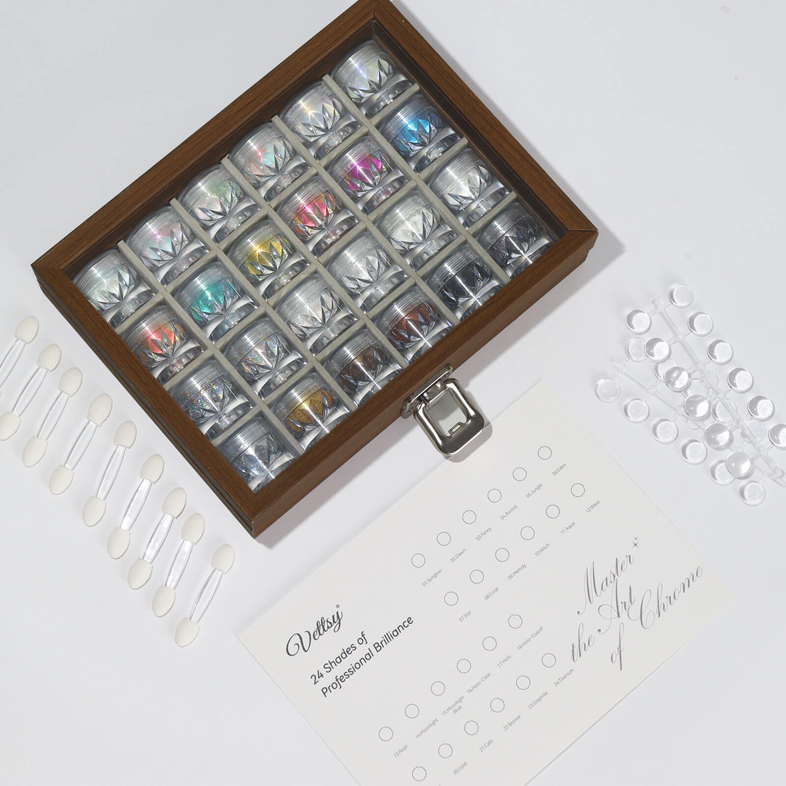 Vettsy 24 Colors Nail Chrome Powder Pro Set