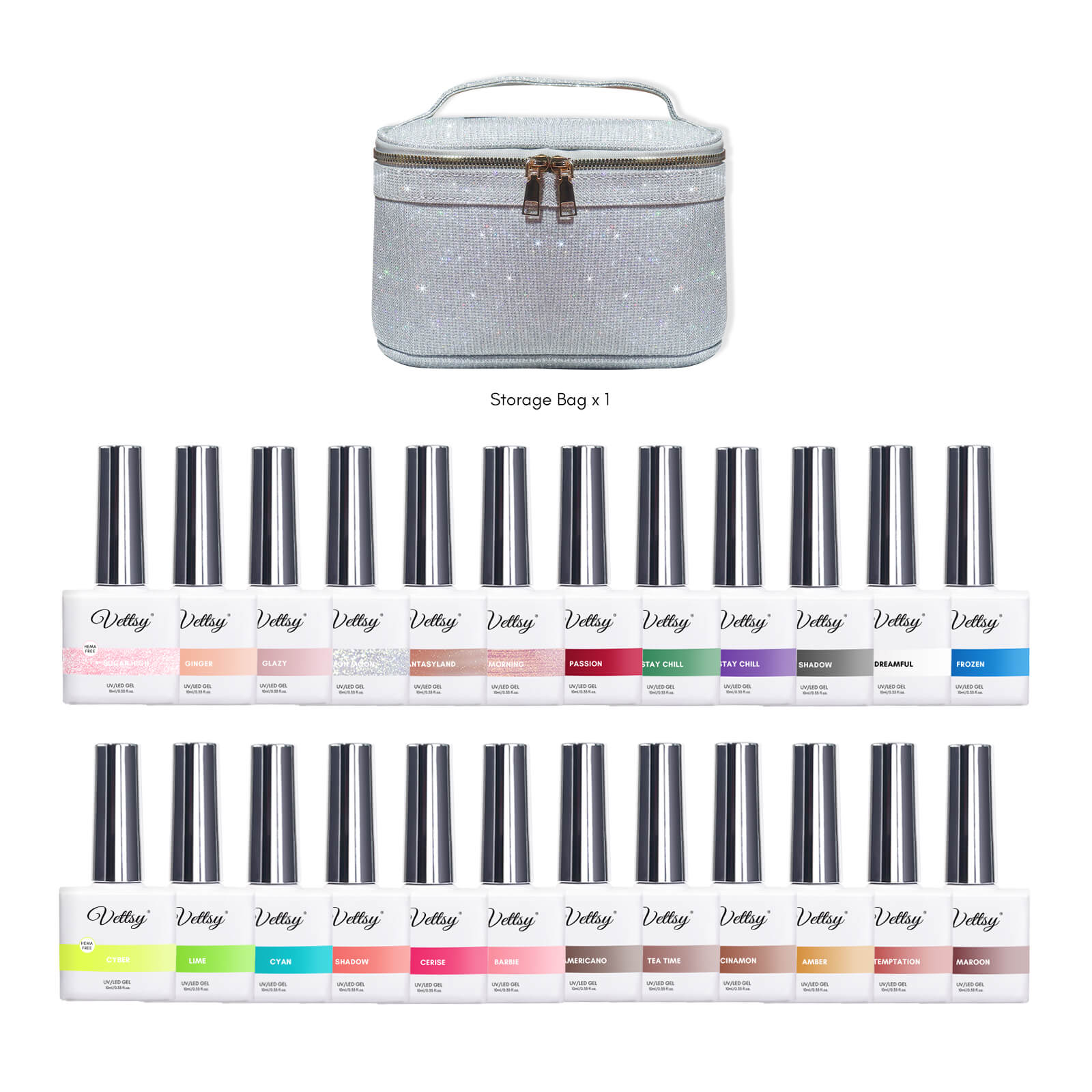 Vettsy Hema-Free Jelly Gel Nail Polish 24pcs Set