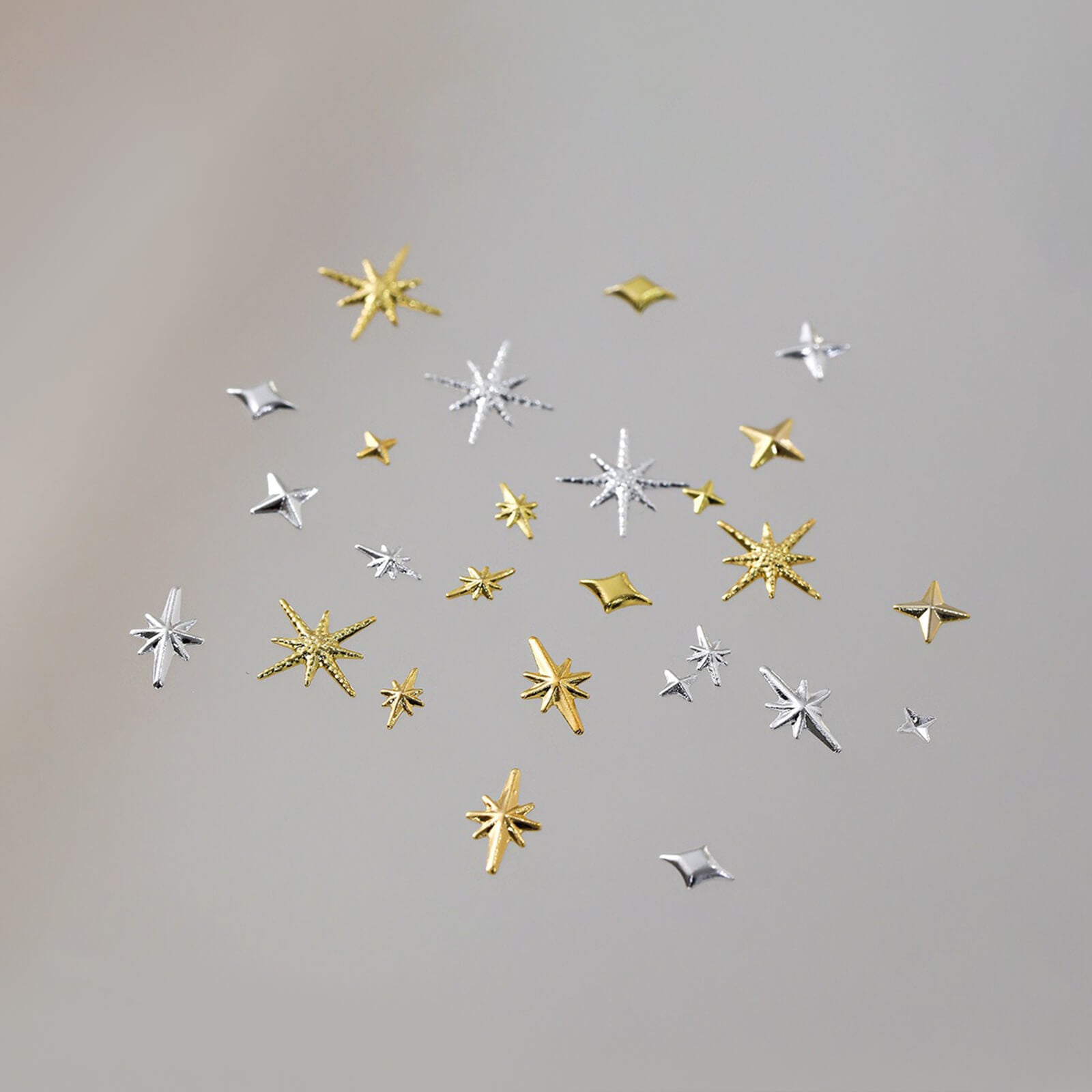 3D-Gold-Silver-Nail-Art-Metal-Charms-Set-Star-display
