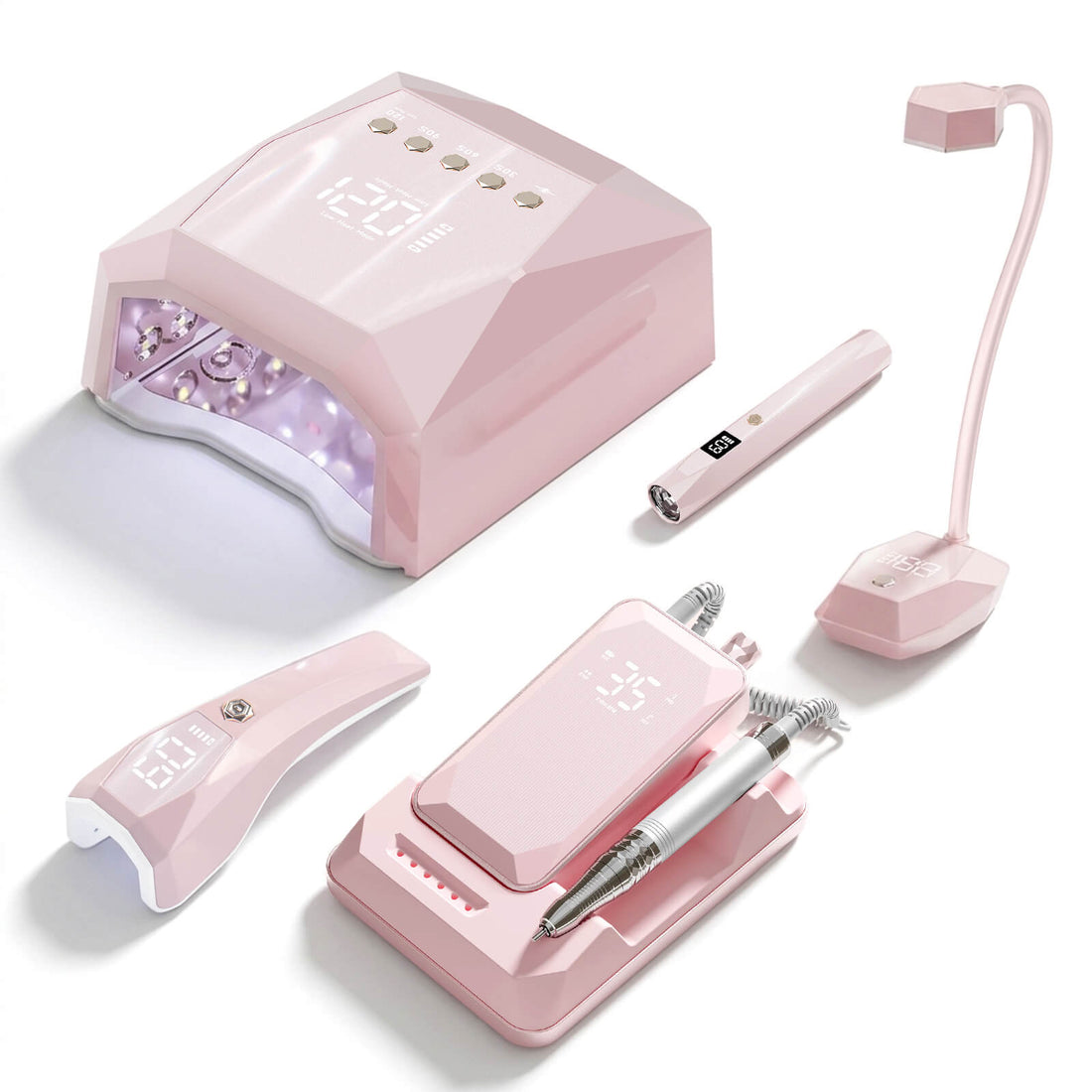 4-piece-pink-nail-lamp-pro-set-with-nail-drill