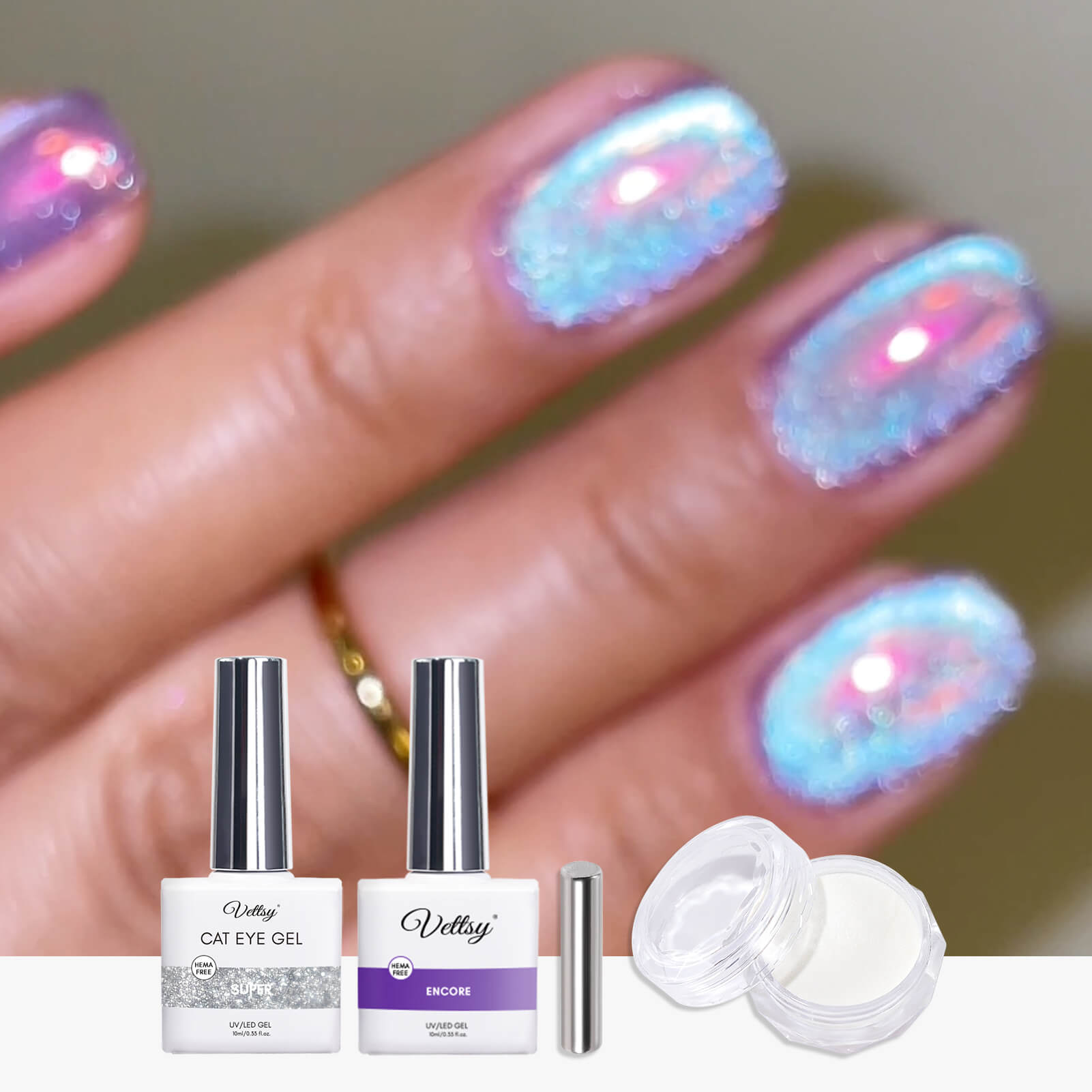 Instagram Top Look Set-May gorgeous aurora cat eye nail art set