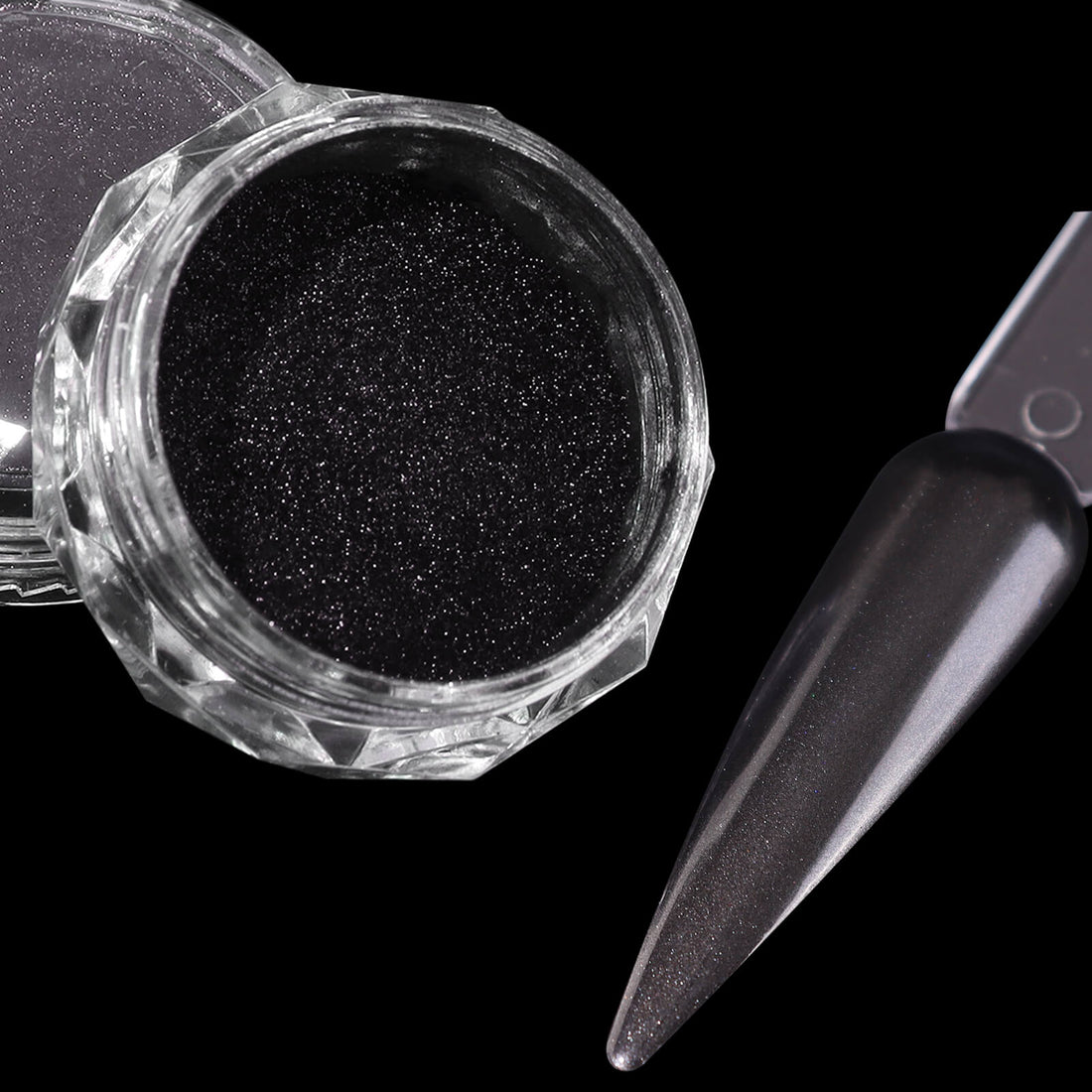 Fall-metal-nail-art-chrome-powder-black-Graphite