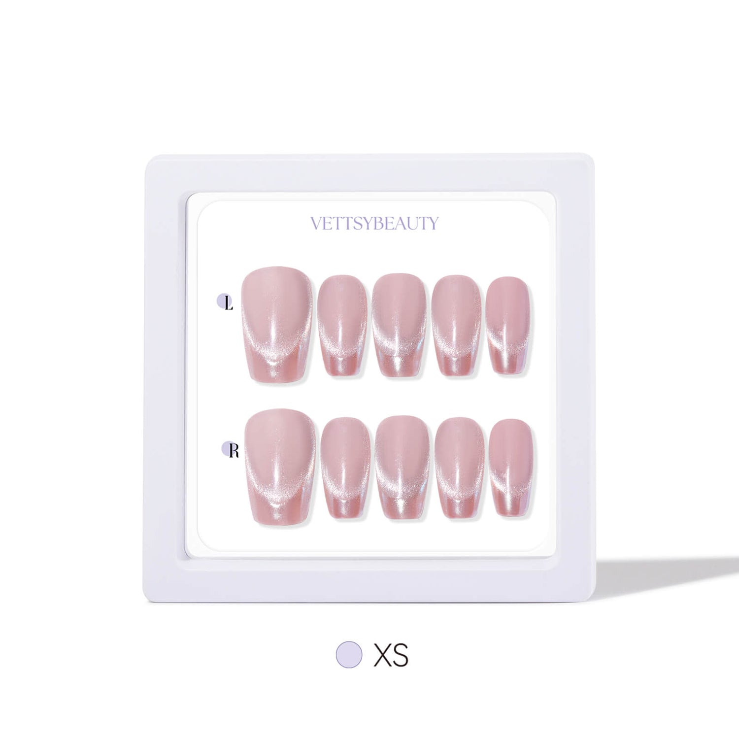 Glazed-French-chrome-cat-eye-press-on-nails-XS