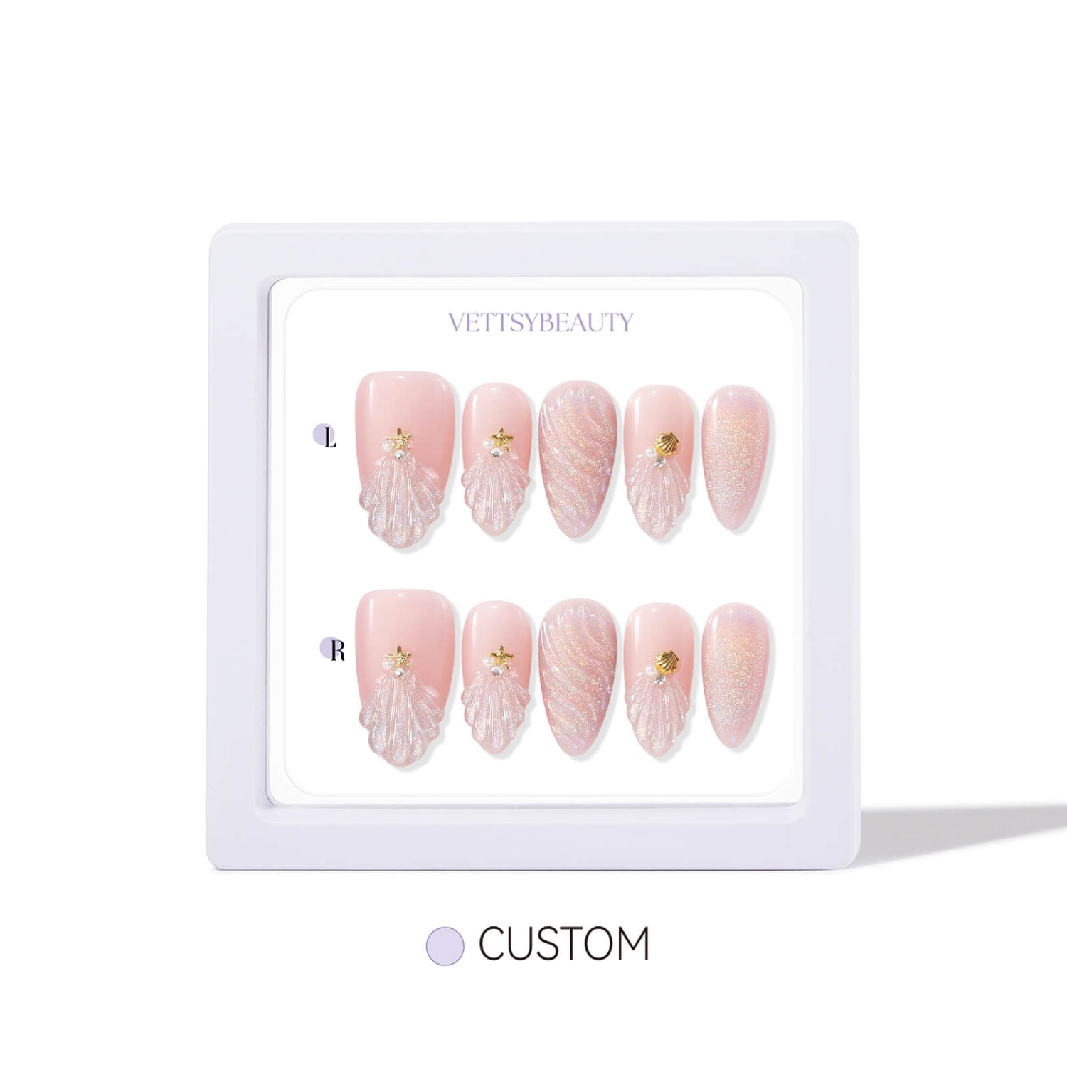 Holo-shell-cat-eye-press-on-nails-set-custom