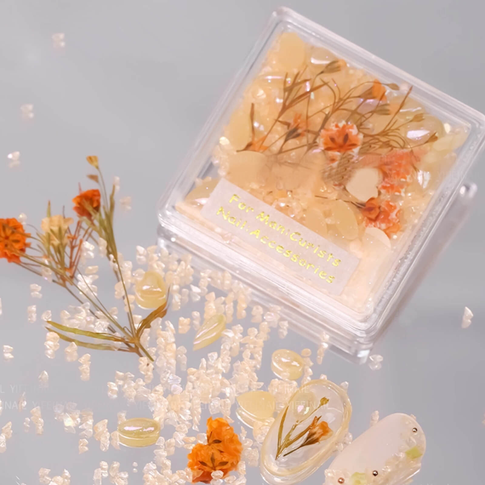 Natural-Dried-Flower-Crystal-Pearl-Nail Art-Charm