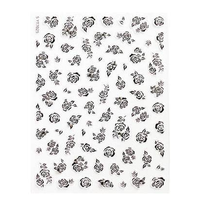 Self-adhesive-Nail-Art-Stickers-black-Rose