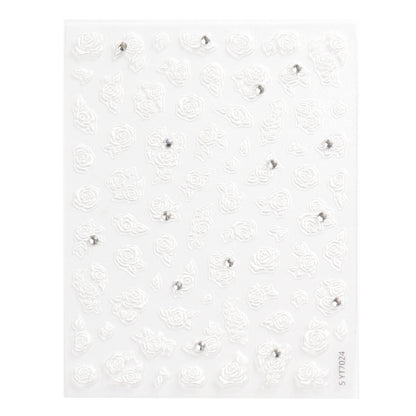Self-adhesive-Nail-Art-Stickers-white-Rose