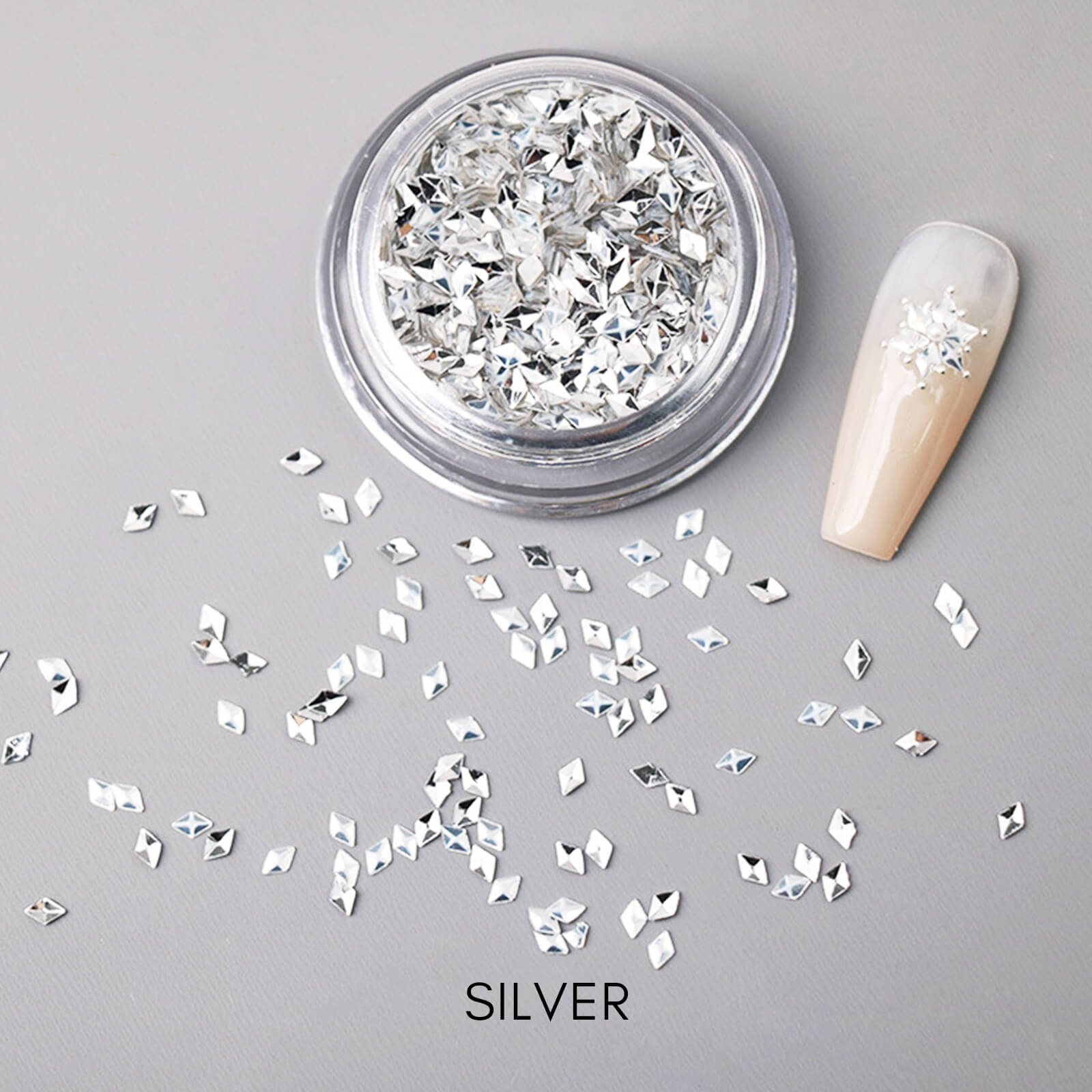 Silver-diamond-nail-glitters