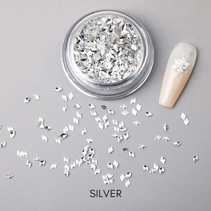 Silver-diamond-nail-glitters