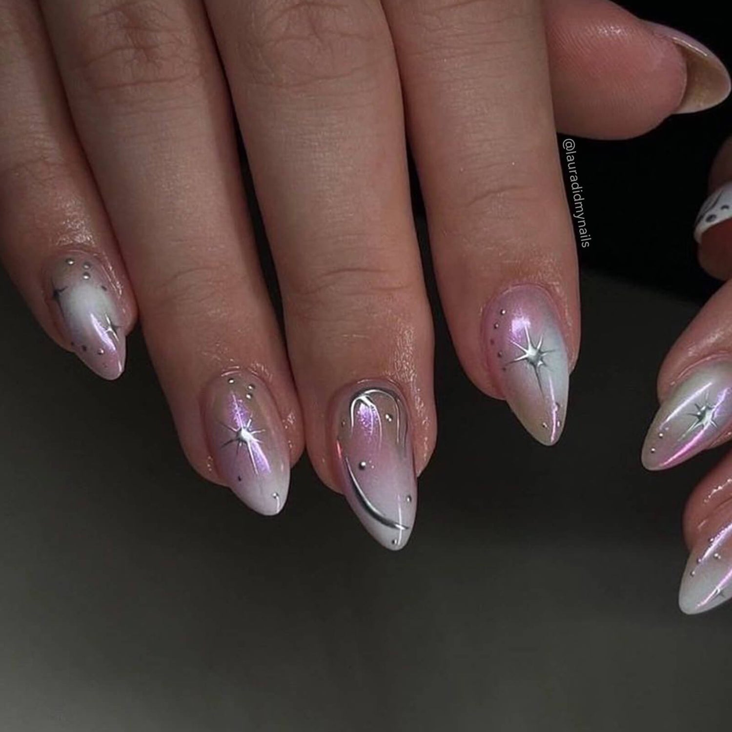 SILVER NEW YEAR NAILS EASY POLYGEL APPLICATION & 3D CHROME NAIL ART