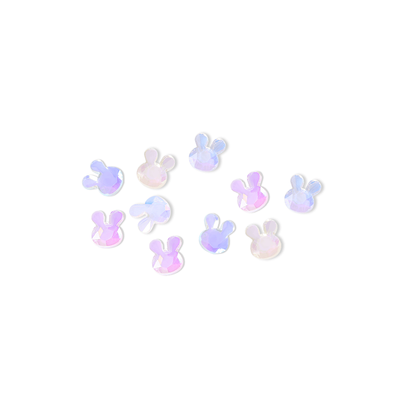 colorful-mini-macaron-nail-rhinestones-bunny-show
