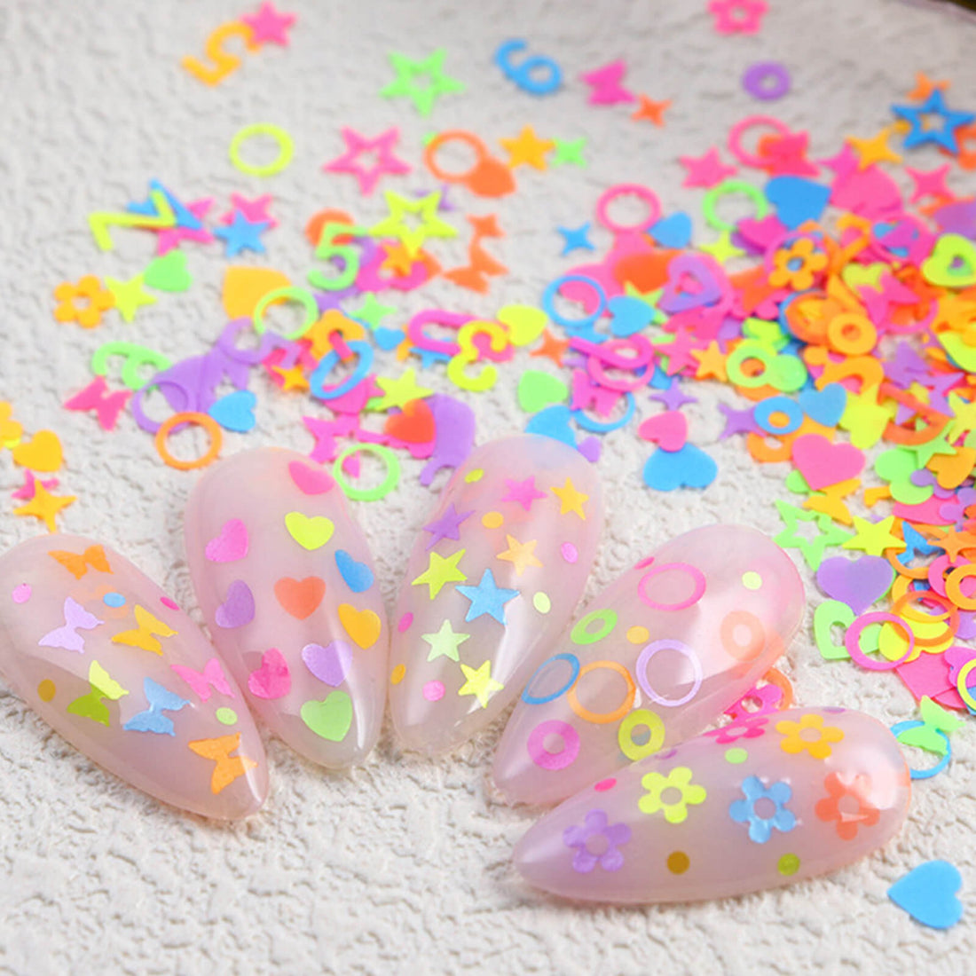 colorful-summer-flakes-neon-nail-art-glitters-show