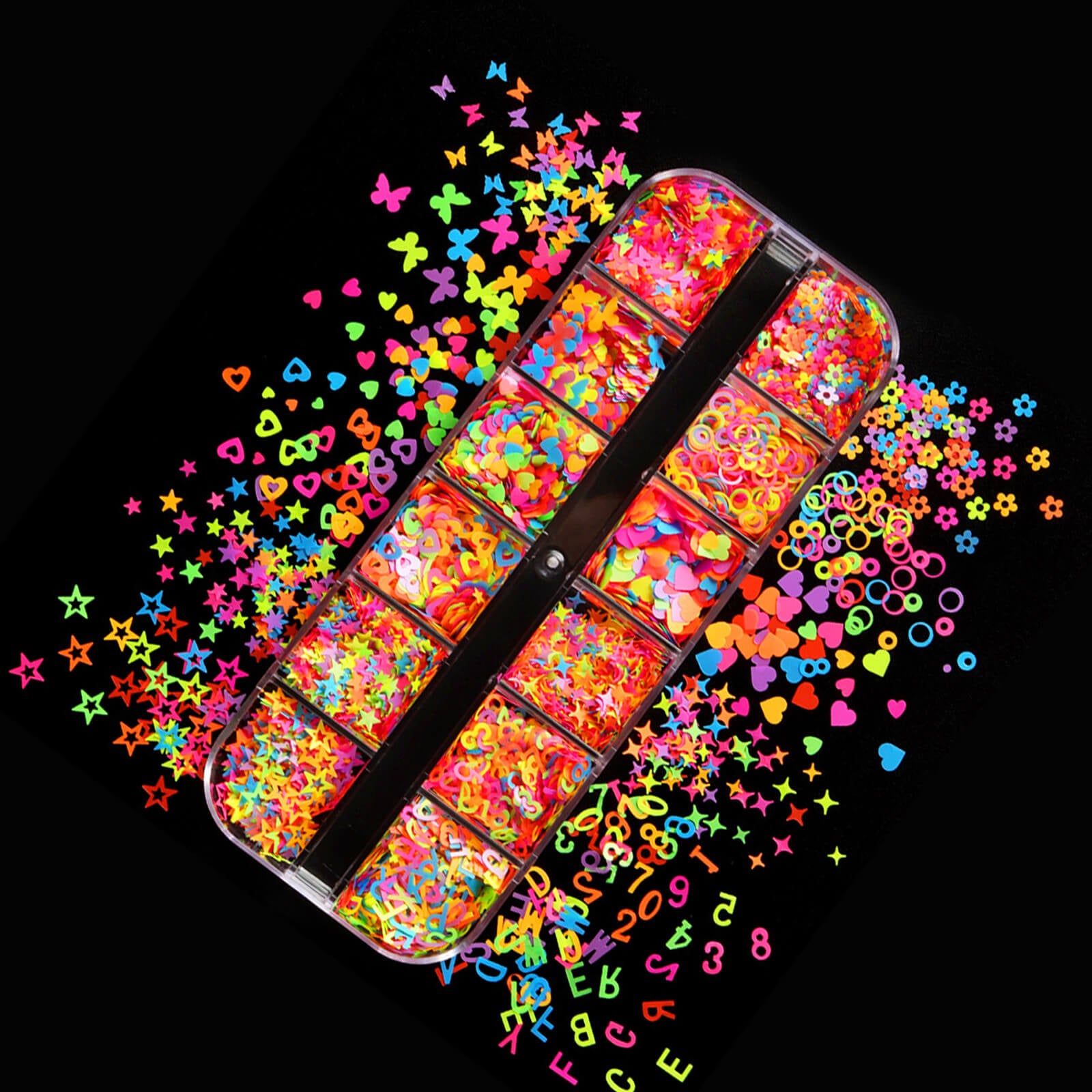  colorful-summer-flakes-neon-nail-art-glitters