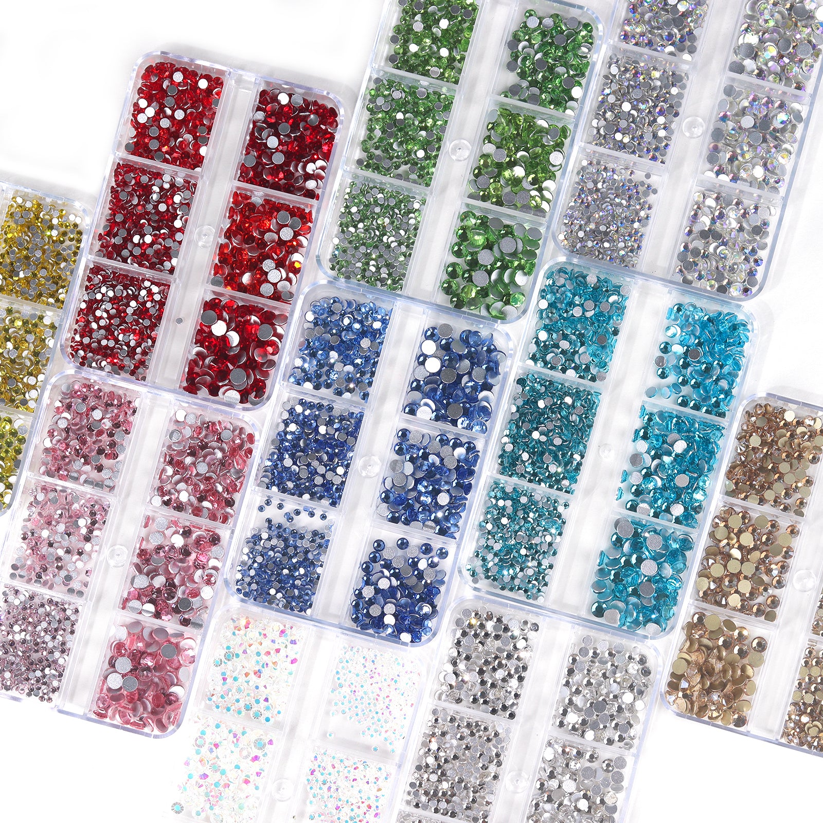 Luxury Flat-Back Nail Rhinestones (Mixed Sizes)–Crystal & Aurora – Vettsy