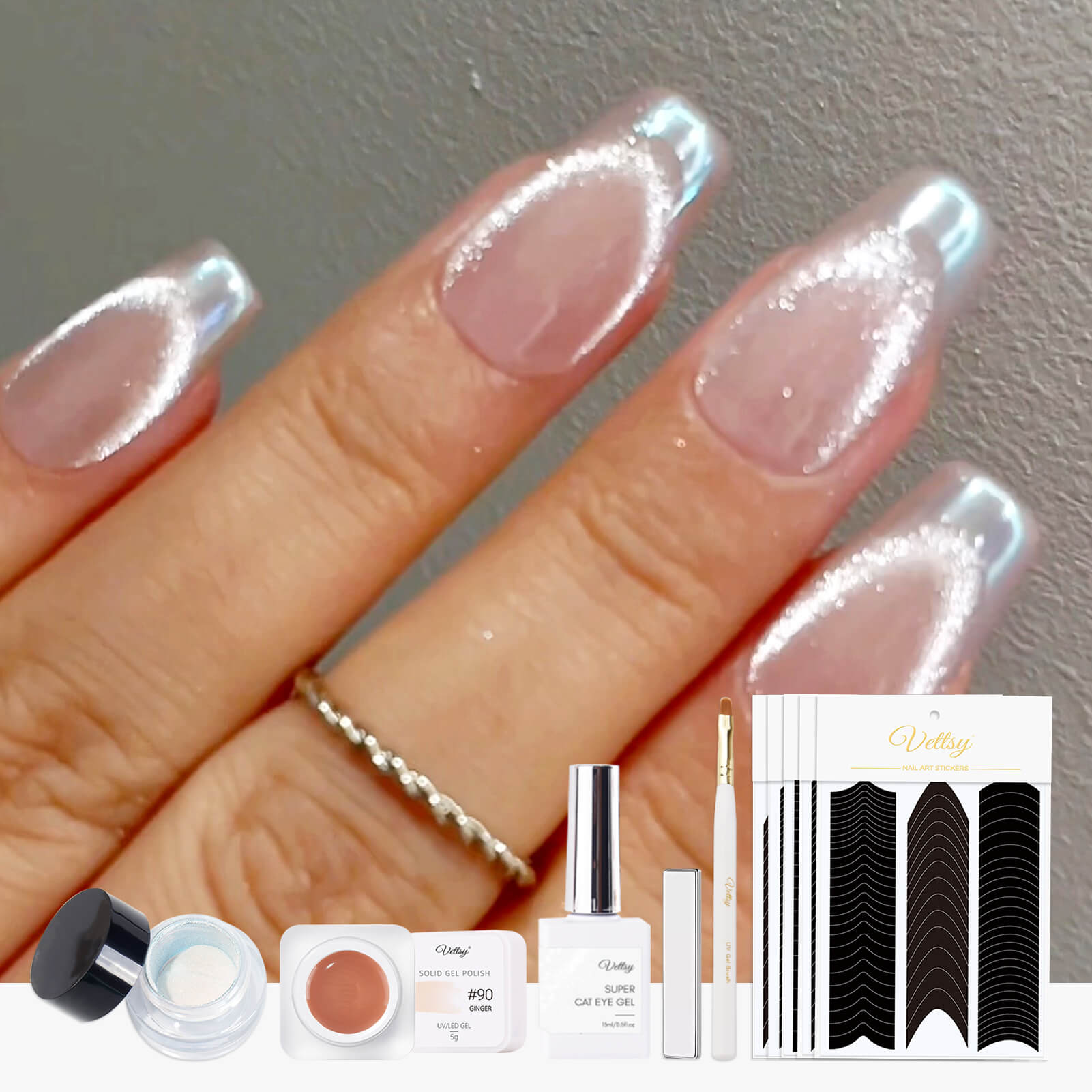 French Gel Manicure with Glitter | Silver glitter french manicure in bio  sculpture | Gel french manicure, Manicures designs, Manicure colors