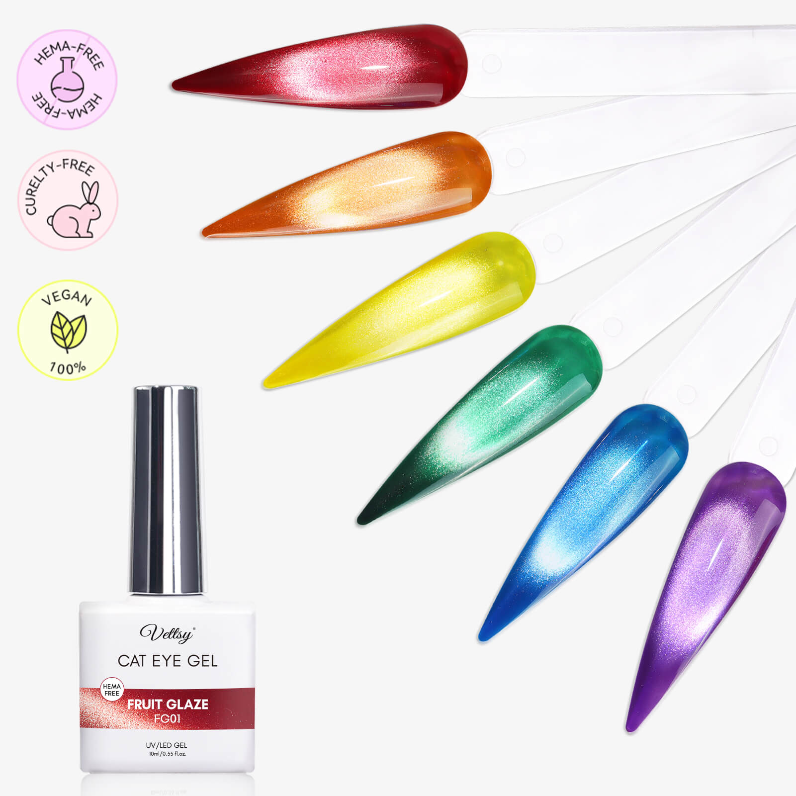 Hema-Free Cat Eye Gel Nail Polish Set-Fruit Glaze | Vettsy