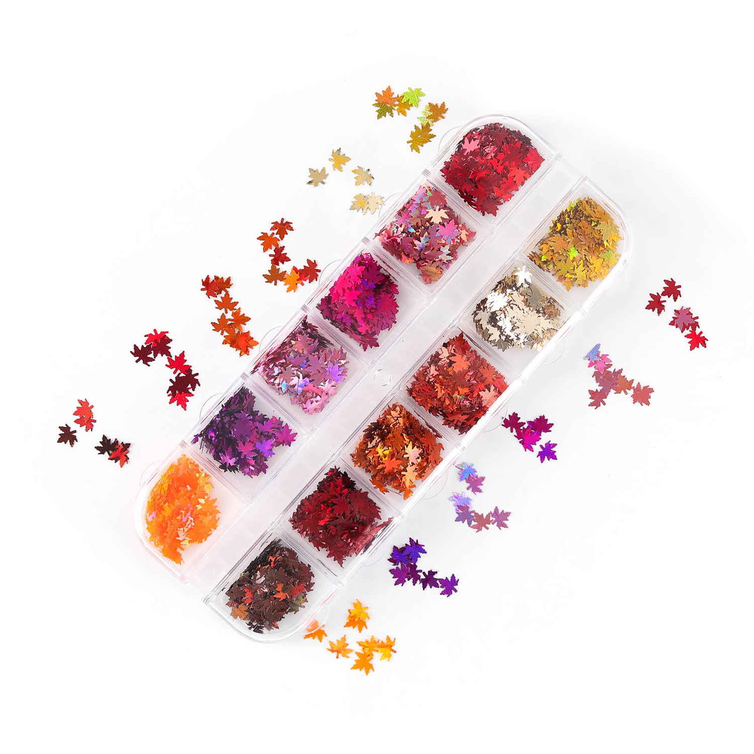 laser-nail-art-maple-leaf-glitter-bright-color-flakes