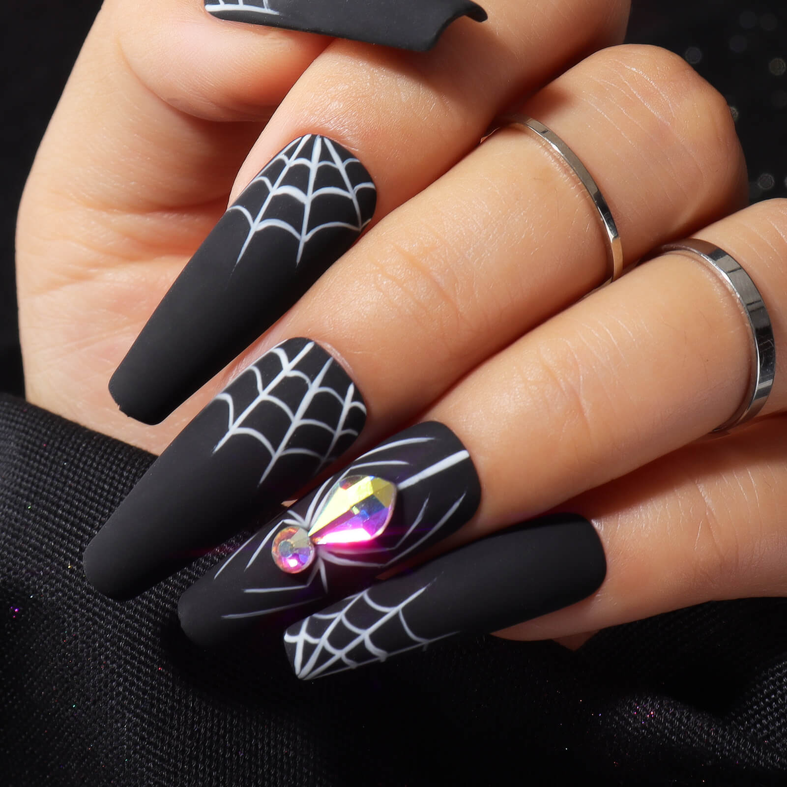 Premium AI Image | Nails Design of Spiders Web in Moonlight With Black  Color Mo Art Creative Idea Inspiration Salon