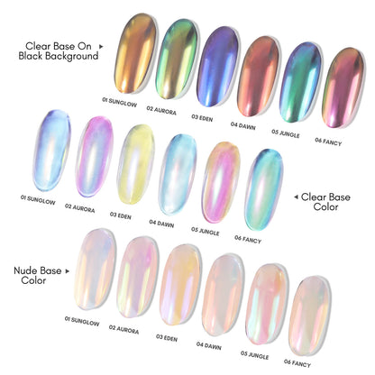 6 Color Chrome Nail Art Powder Sets Aurora Nail Art Glitter Nude