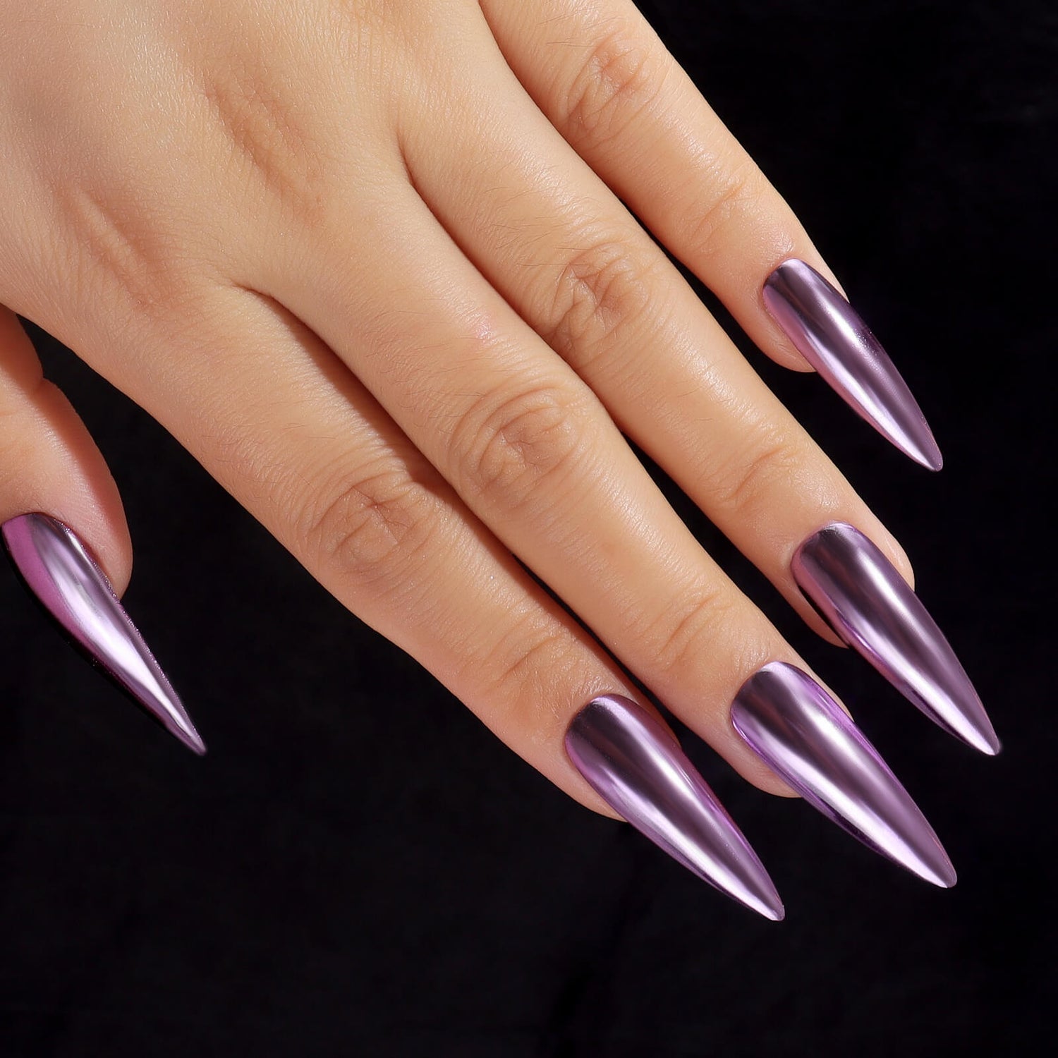 lilac chrome nails