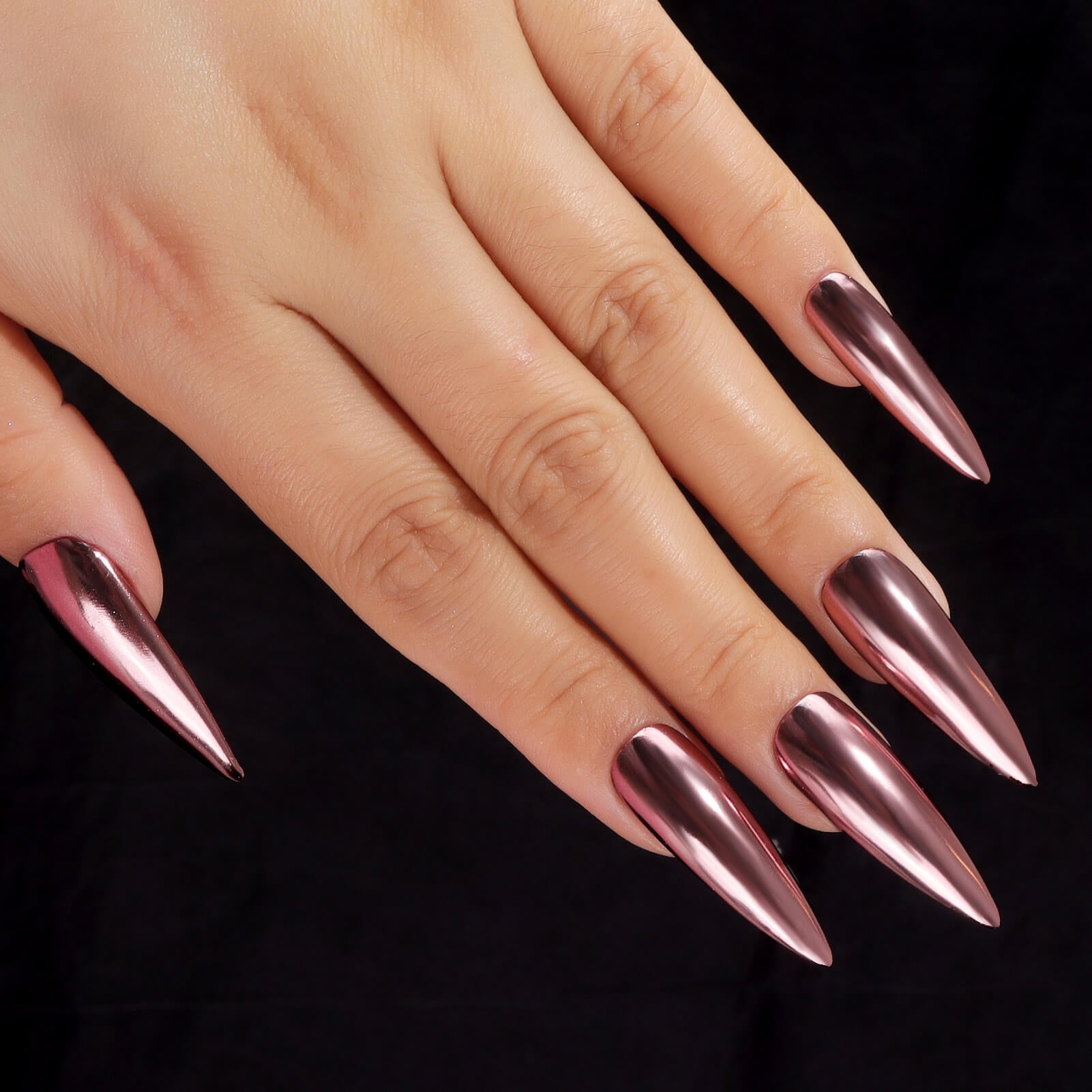 pink nails with chrome