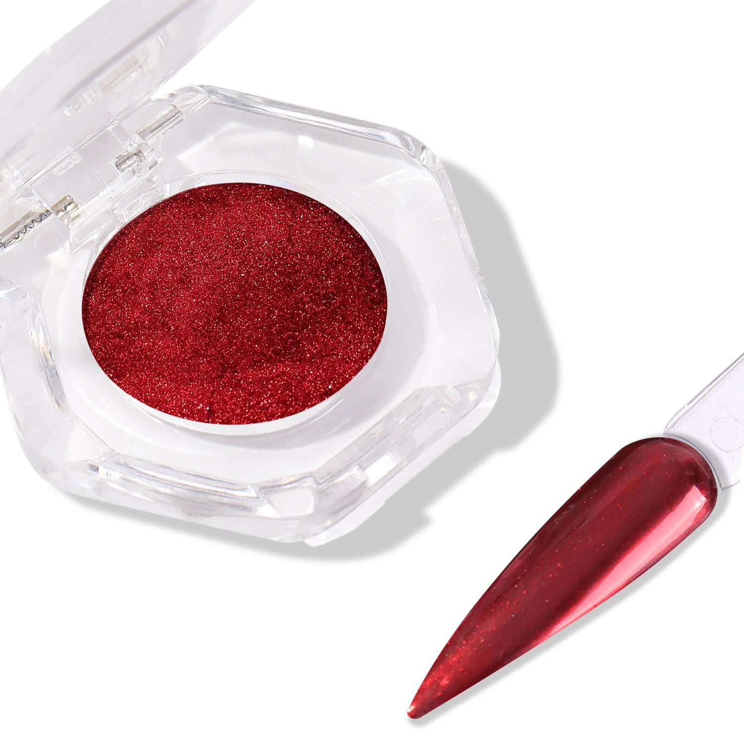 Red Nail Mirror Chrome Powder Metallic Colour Nails Shimmer Loose Cherry  Pigment Translucent Christmas Manicure Shiny Glass Effect Brush 