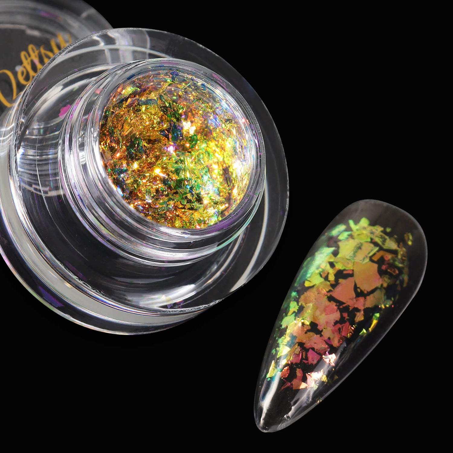 neon-nail-art-opal-flakes-Sunrise