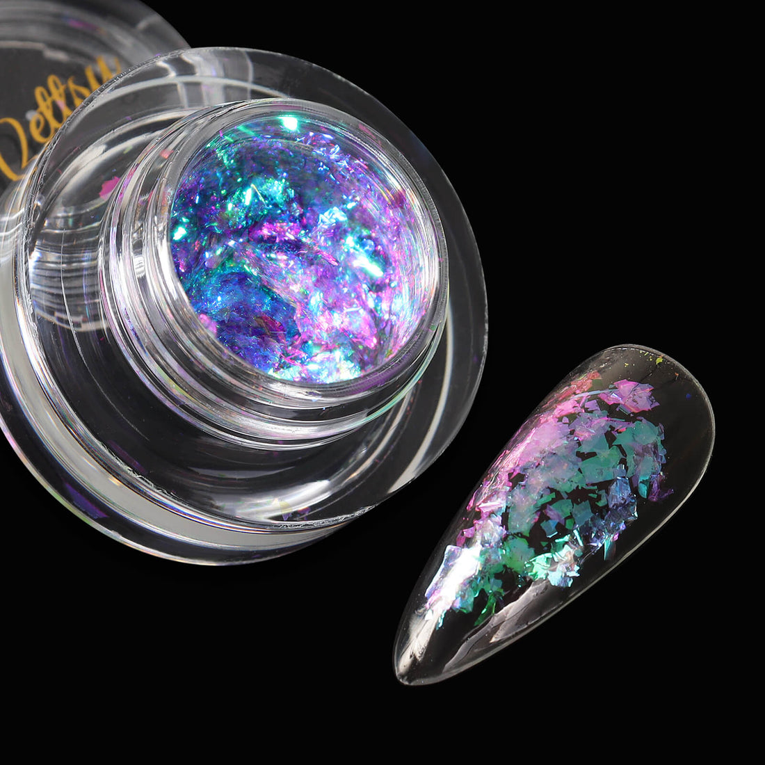 neon-nail-art-opal-flakes-gem