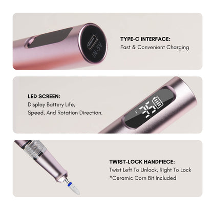 rosegold-cordless-nail-drill-pen-features