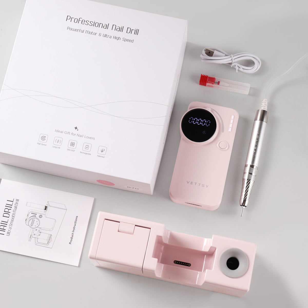 vettsy-professional-nail-drill-pink-package-contents